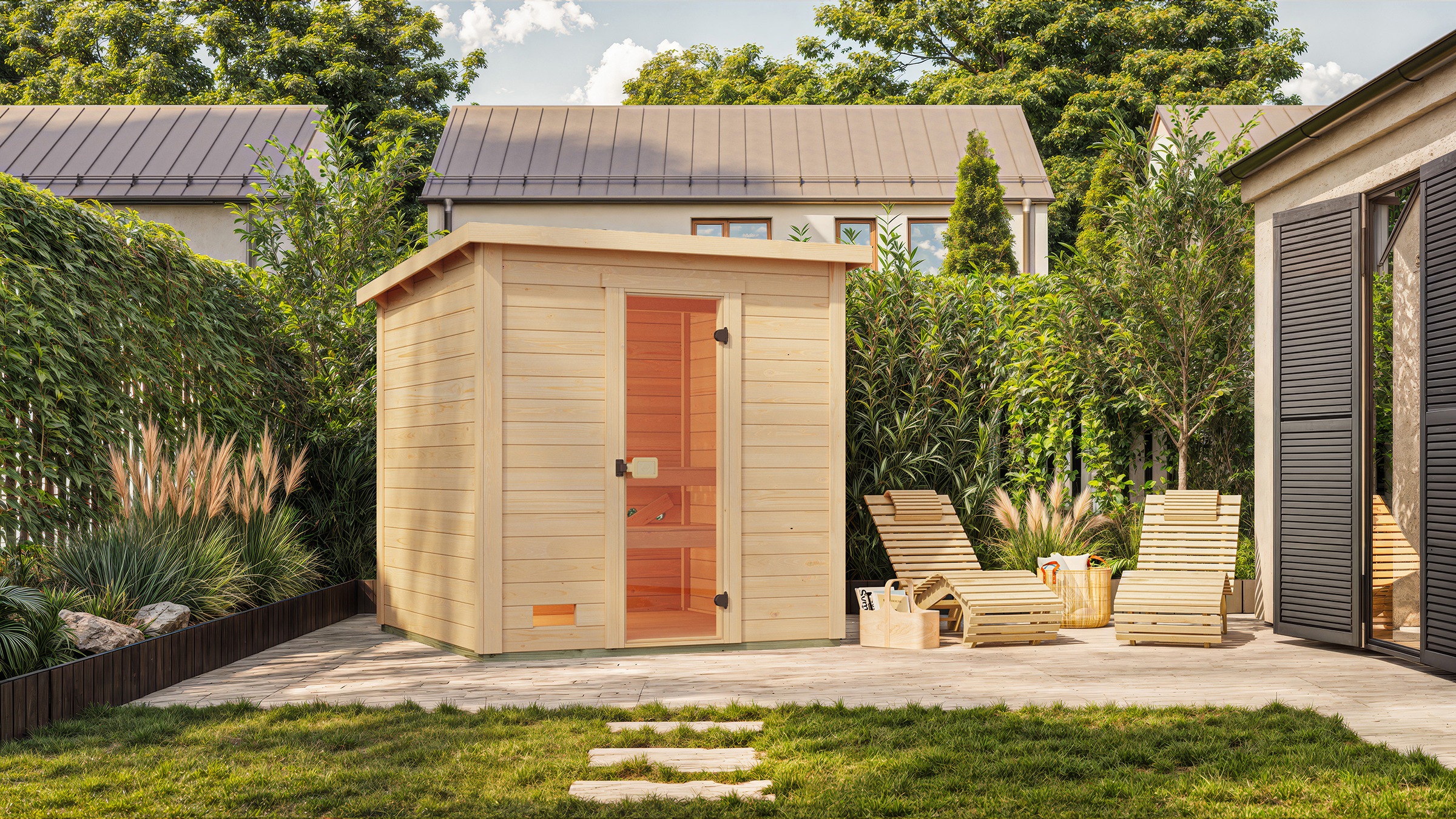 WEKA Saunahaus »Kaapi 3« Blockbohlen aus Fichtenholz naturbelassen