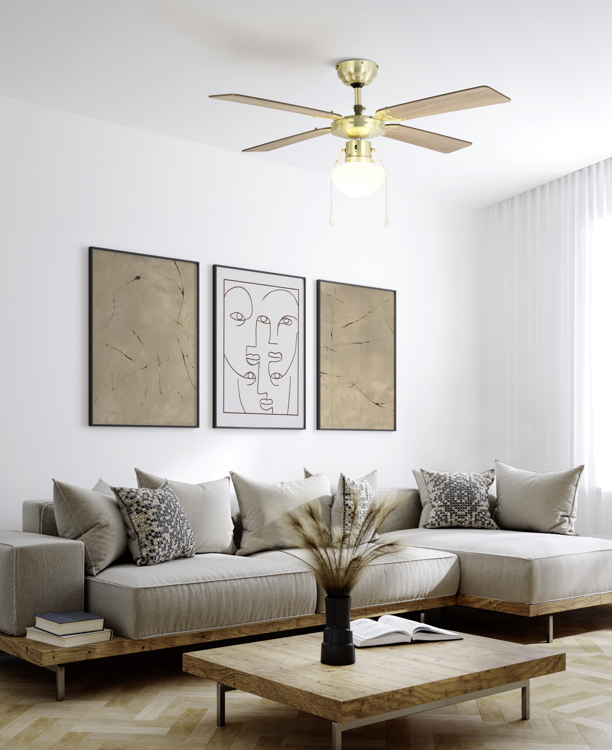 EGLO Deckenleuchte »FORTALEZA Ventilator & Licht - Stahl - E27 - 1X60W - IP20« E27 1 Stk. Ventilator mit Beleuchtung, Wohnzimmer, Schalfzimmern, H42 x Ø106,6 cm