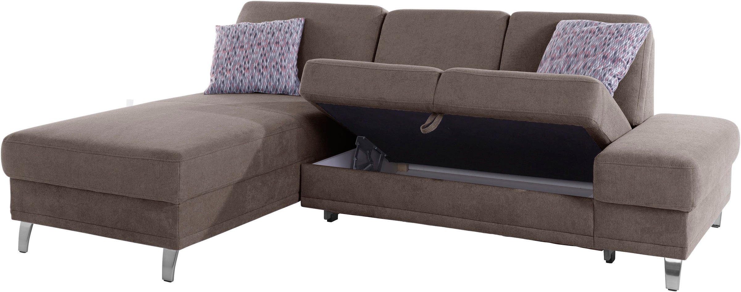sit&more Ecksofa »Clio L-Form«, wahlweise mit Bettfunktion oder Vorziehsitz und Bettkasten, Federkern