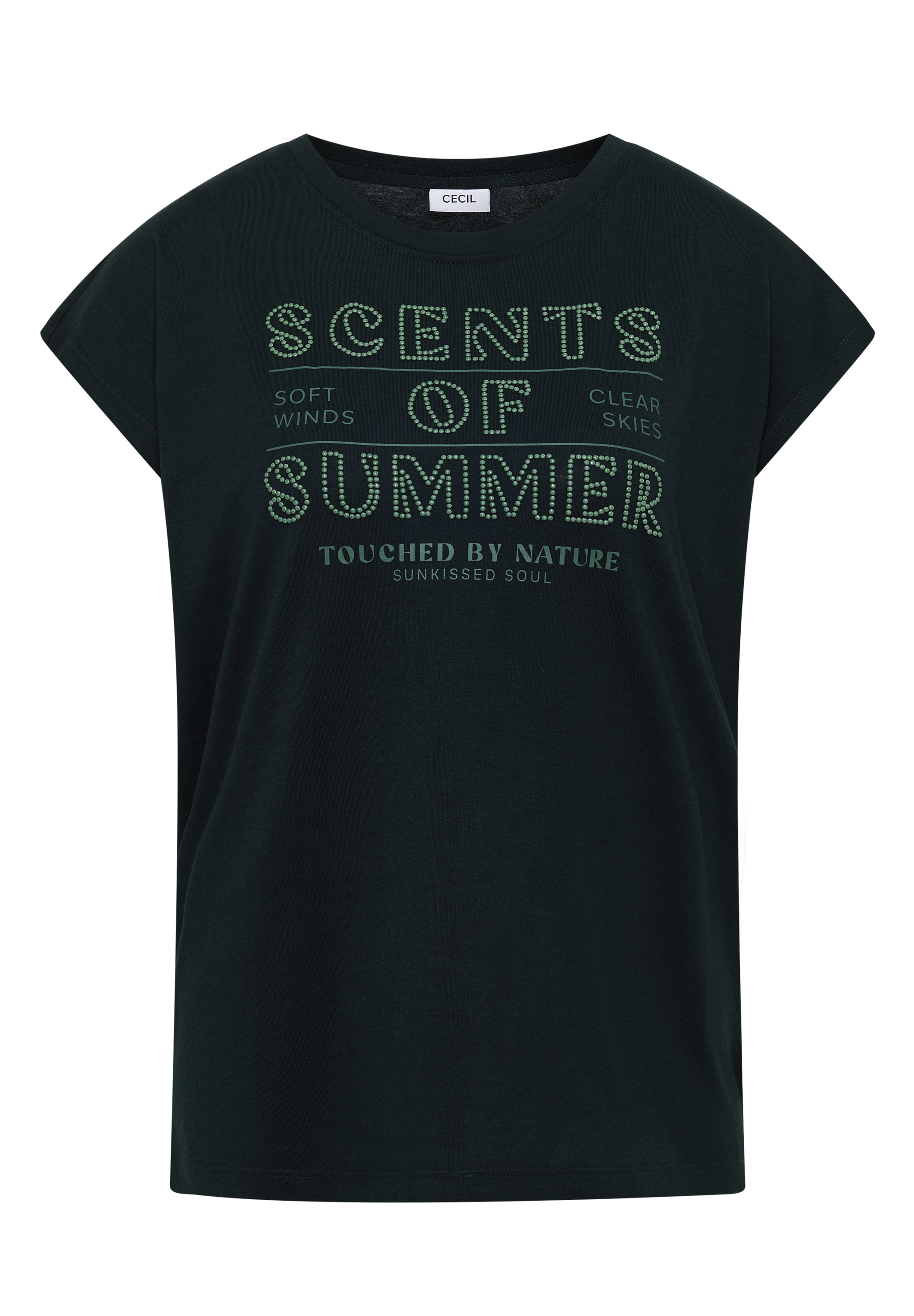 Cecil Kurzarmshirt Sommershirt mit Rundhals und Wording Artwork