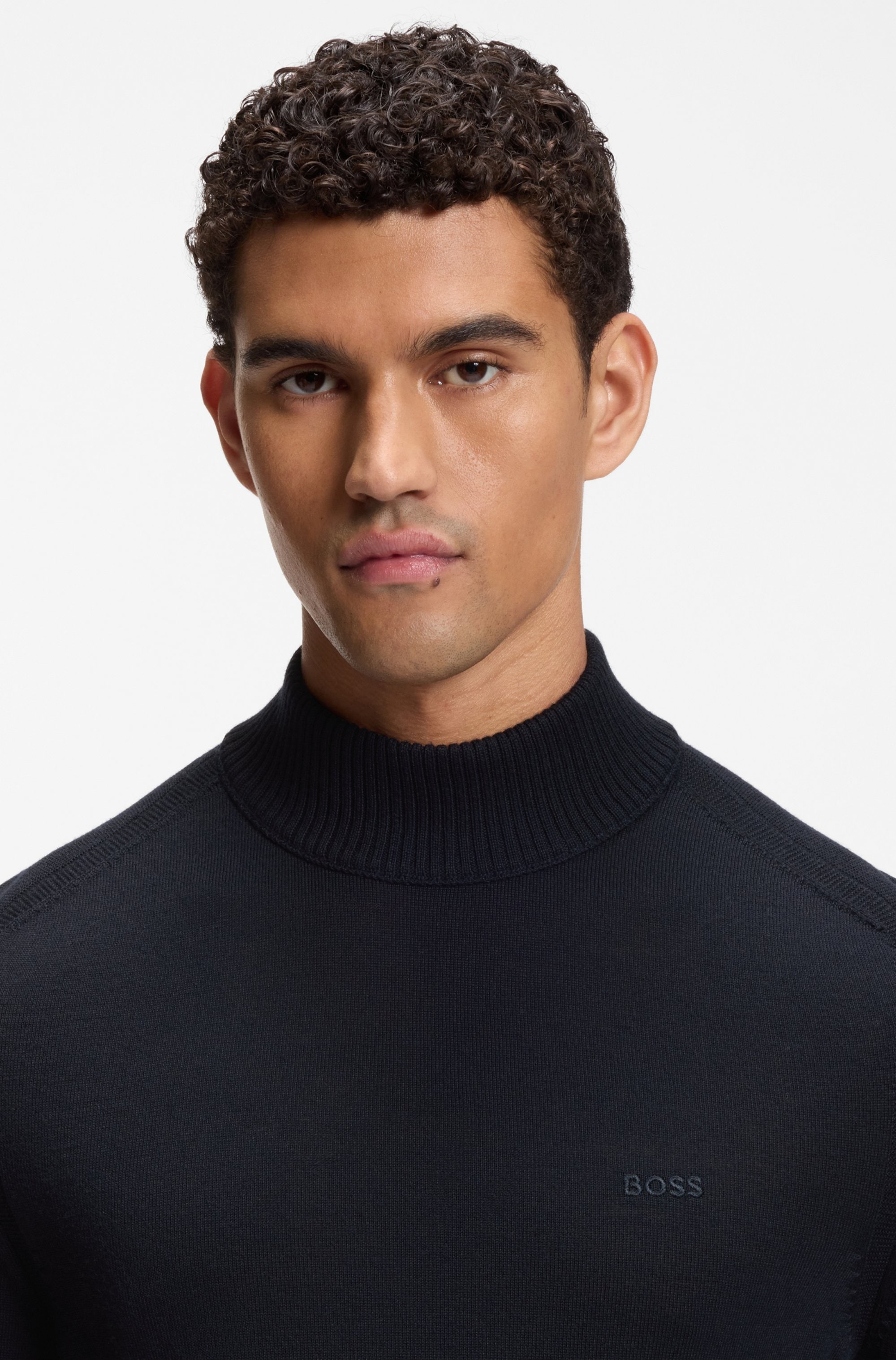 BOSS ORANGE Strickpullover »Avac M1« Regular Fit, Schurwollmischung, Stehkragen