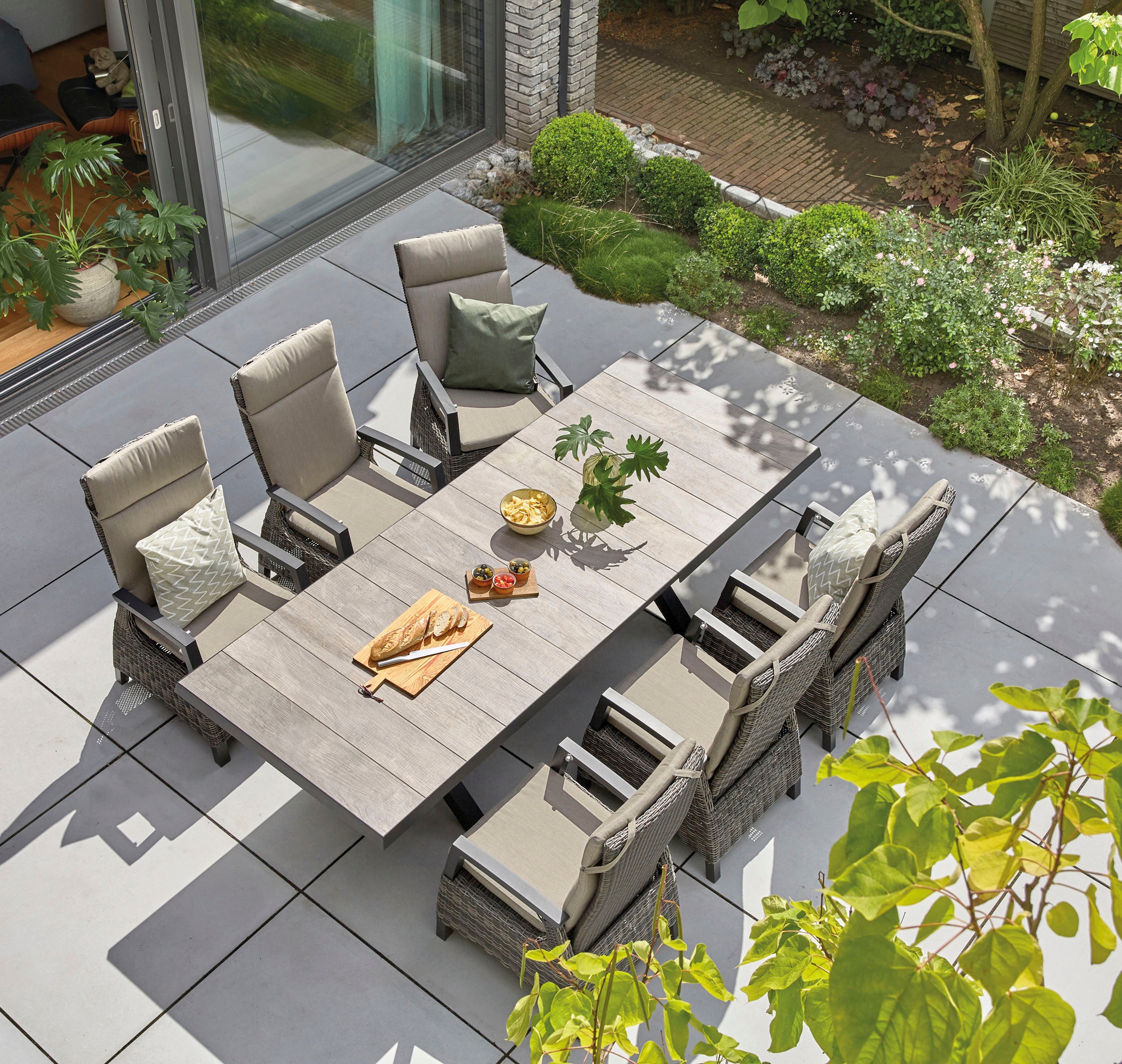 Siena Garden Garten-Essgruppe »Corido«, (Set, 13 tlg.), bestehend aus 6 Sesseln, 6 Kissen und 1 Tisch