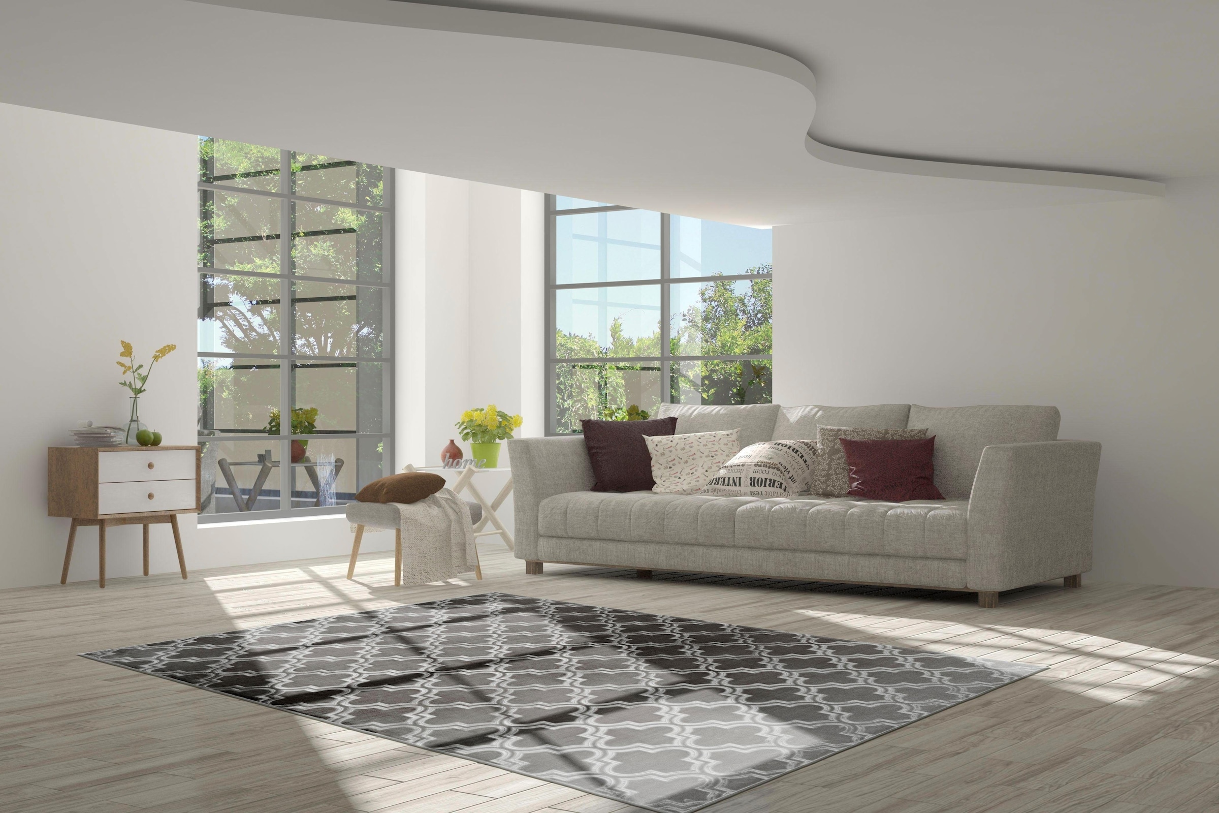 calo-deluxe Teppich »Latemar 200«, rechteckig, 7 mm Höhe, Hoch- Tief Struktur, Wohnzimmer