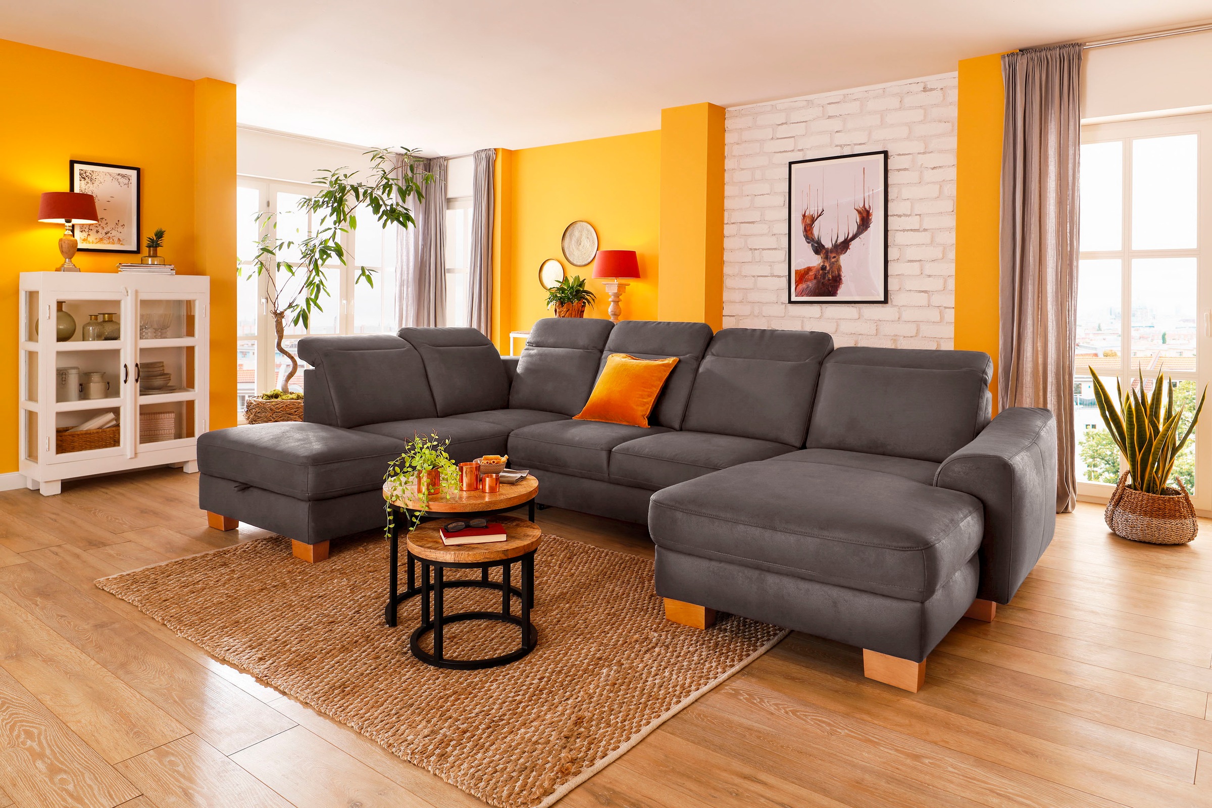 Home affaire Wohnlandschaft »Dundee U-Form« wahlweise mit Kopfteilverstellu günstig online kaufen