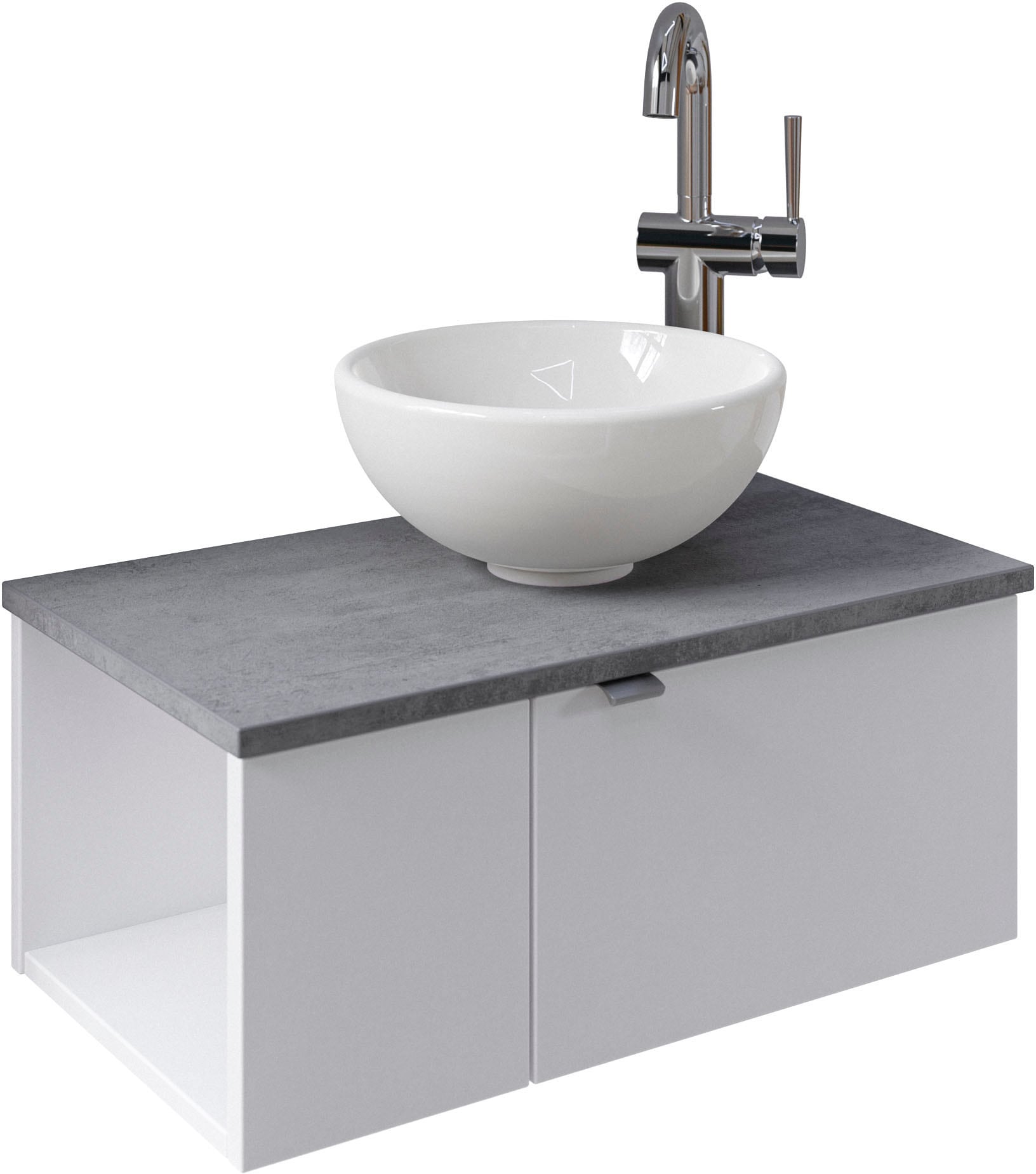 Saphir Badmöbel-Set »Serie 6915«, (4 St.), Gäste-Bad, 61 cm breit, mit LED-Spiegel, offenem Fach und 2 Türen