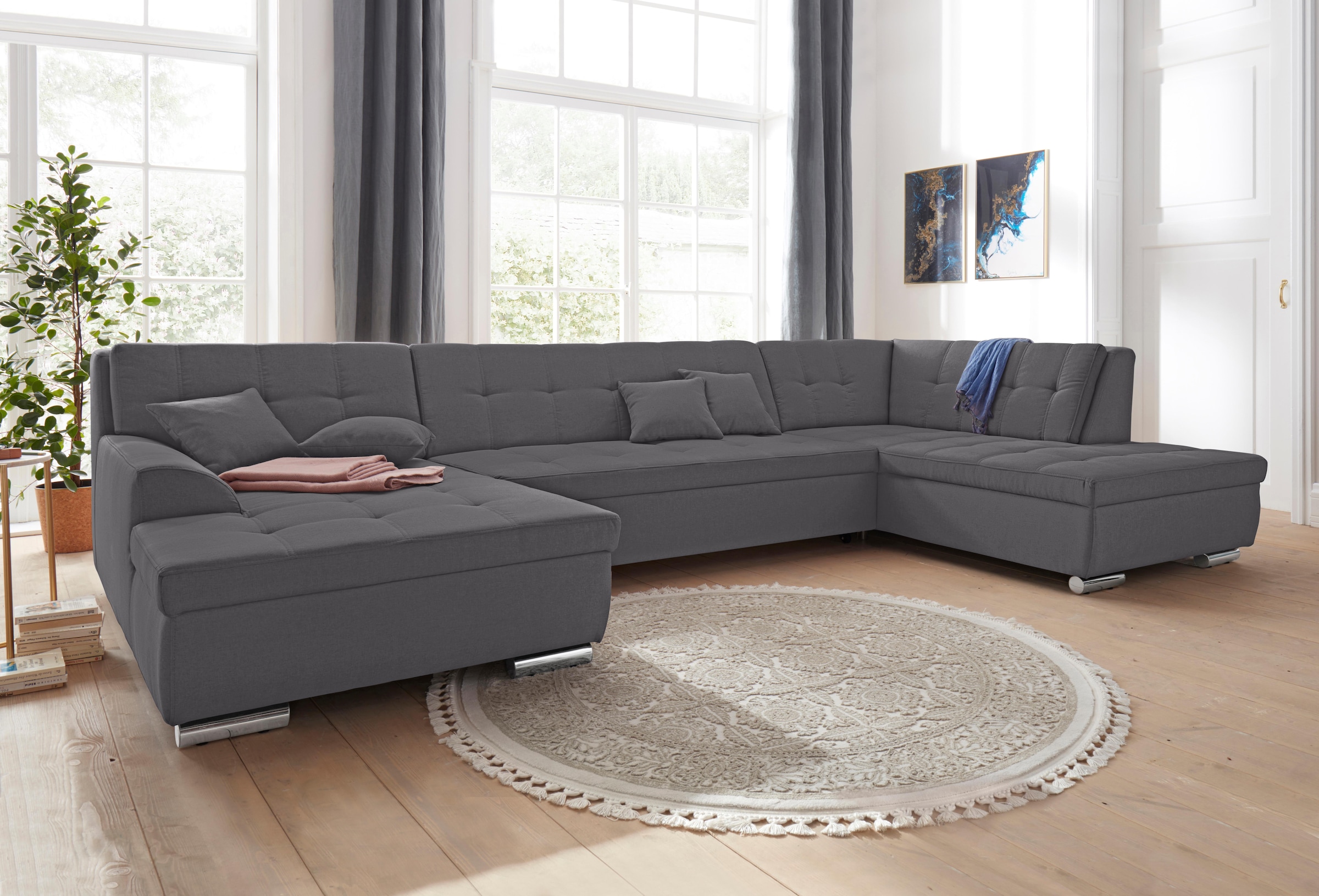 DOMO collection Wohnlandschaft »Aversa U-Form«, wahlweise mit Bettfunktion, frei im Raum stellbar