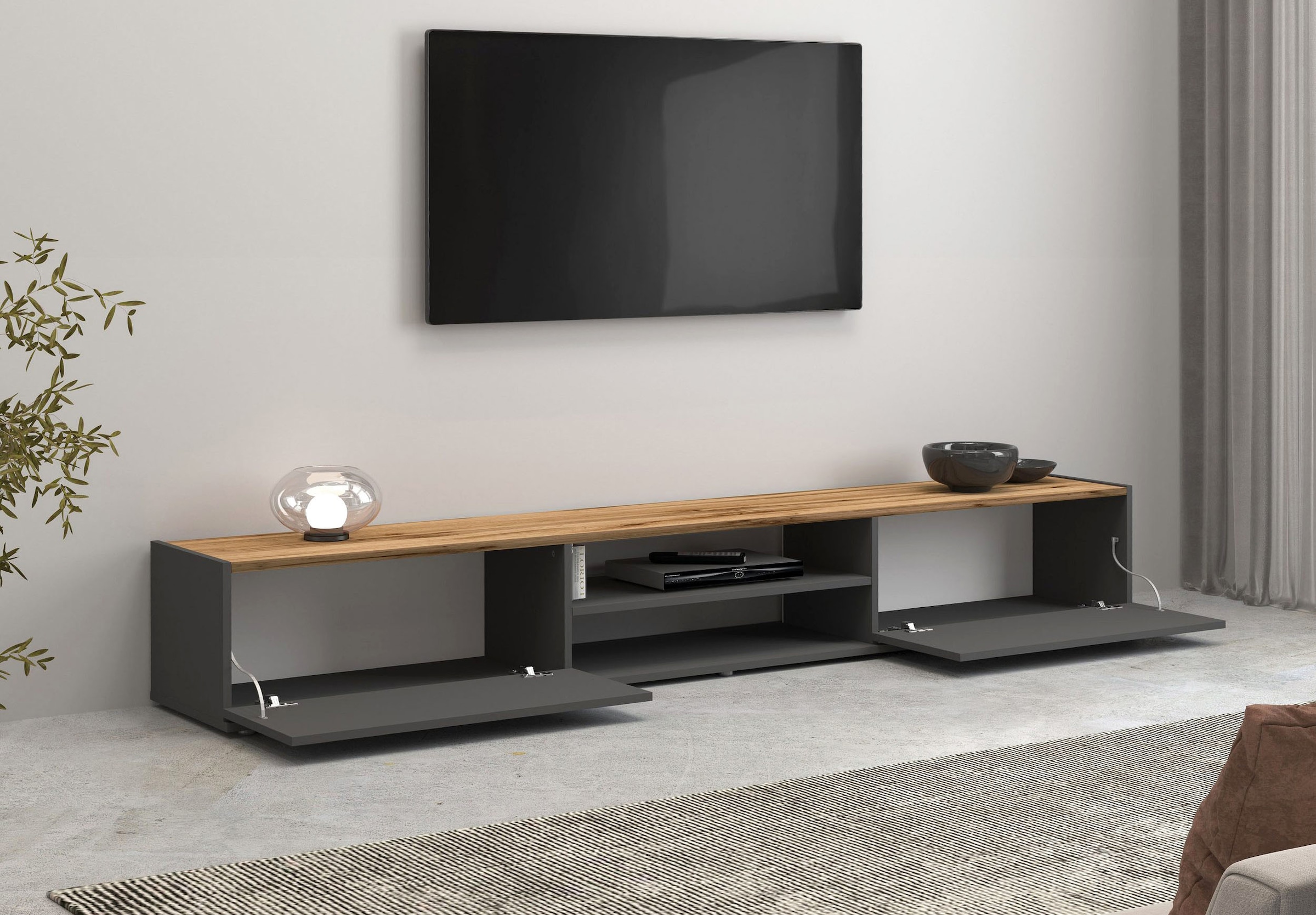 INOSIGN Lowboard »Garda,Lowboard,TV-Kommode,TV-Möbel,TV-Bank«, stehend und hängend mit 2 Klappen, 1 Einlegeboden, Breite 210 cm