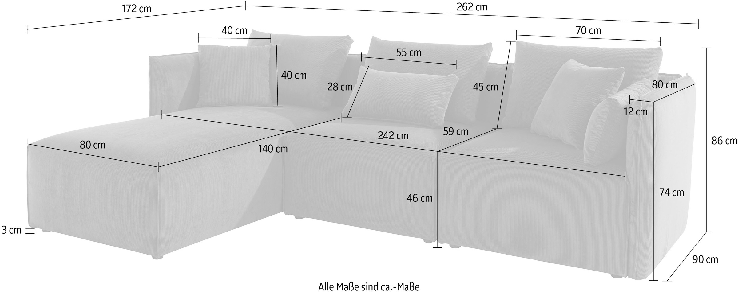 andas Ecksofa »Nöre«, (3 Teile), zusammengesetzt aus Modulen, in vielen Bezugsqualitäten und Farben