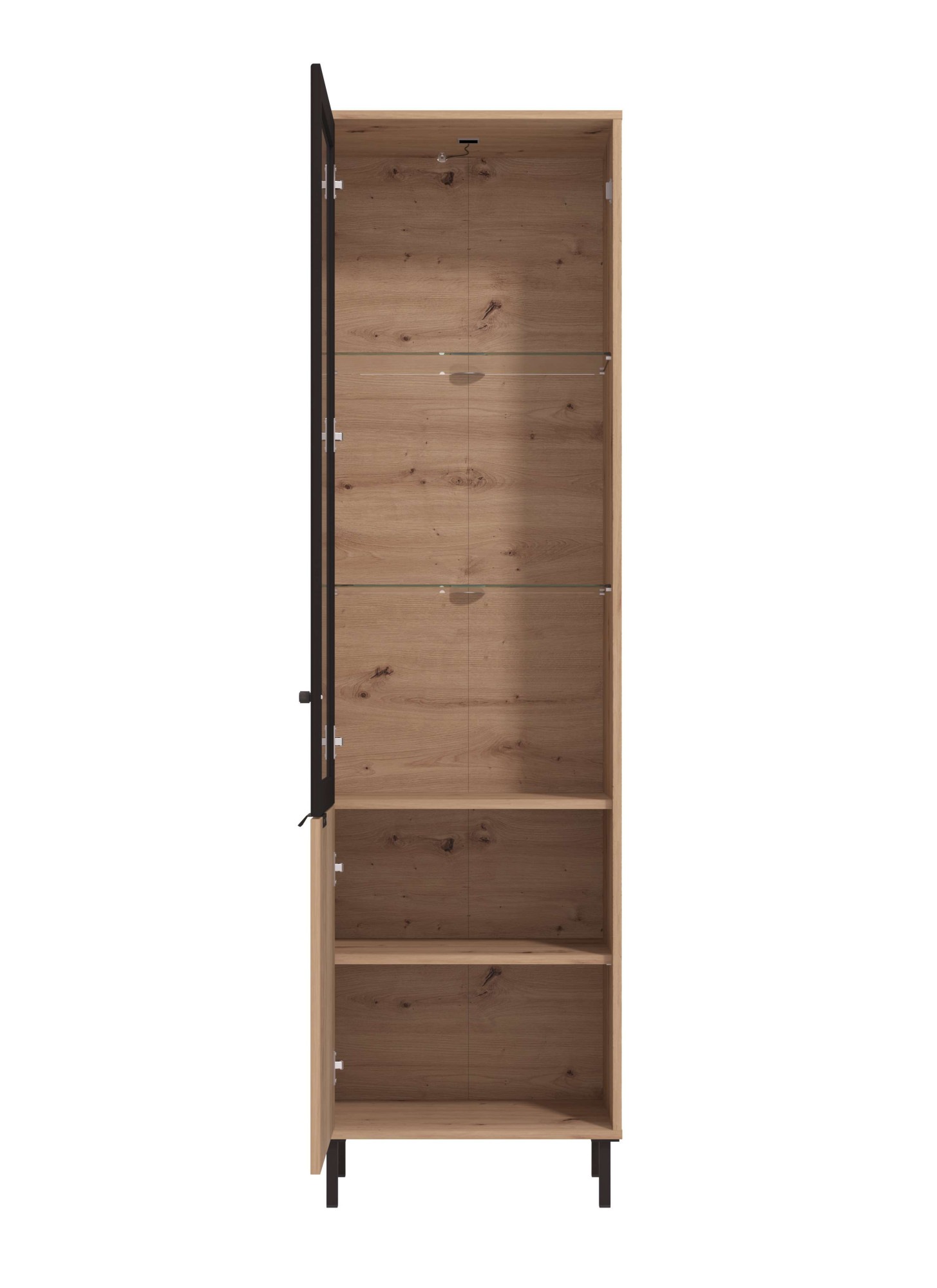 Home affaire Vitrine »Mayenne Vitrinenschrank, Standvitrine, Showcase, B/H: 54,5/195 cm«, Holztür mit Rillen-Optik, Glastür, Modernes Design