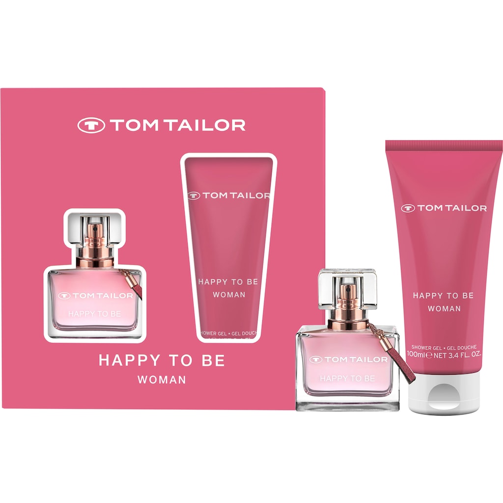 TOM TAILOR Eau de Parfum »Happy to be«, (2 tlg.), EdT, Parfum, Showergel, Geschenkset for her