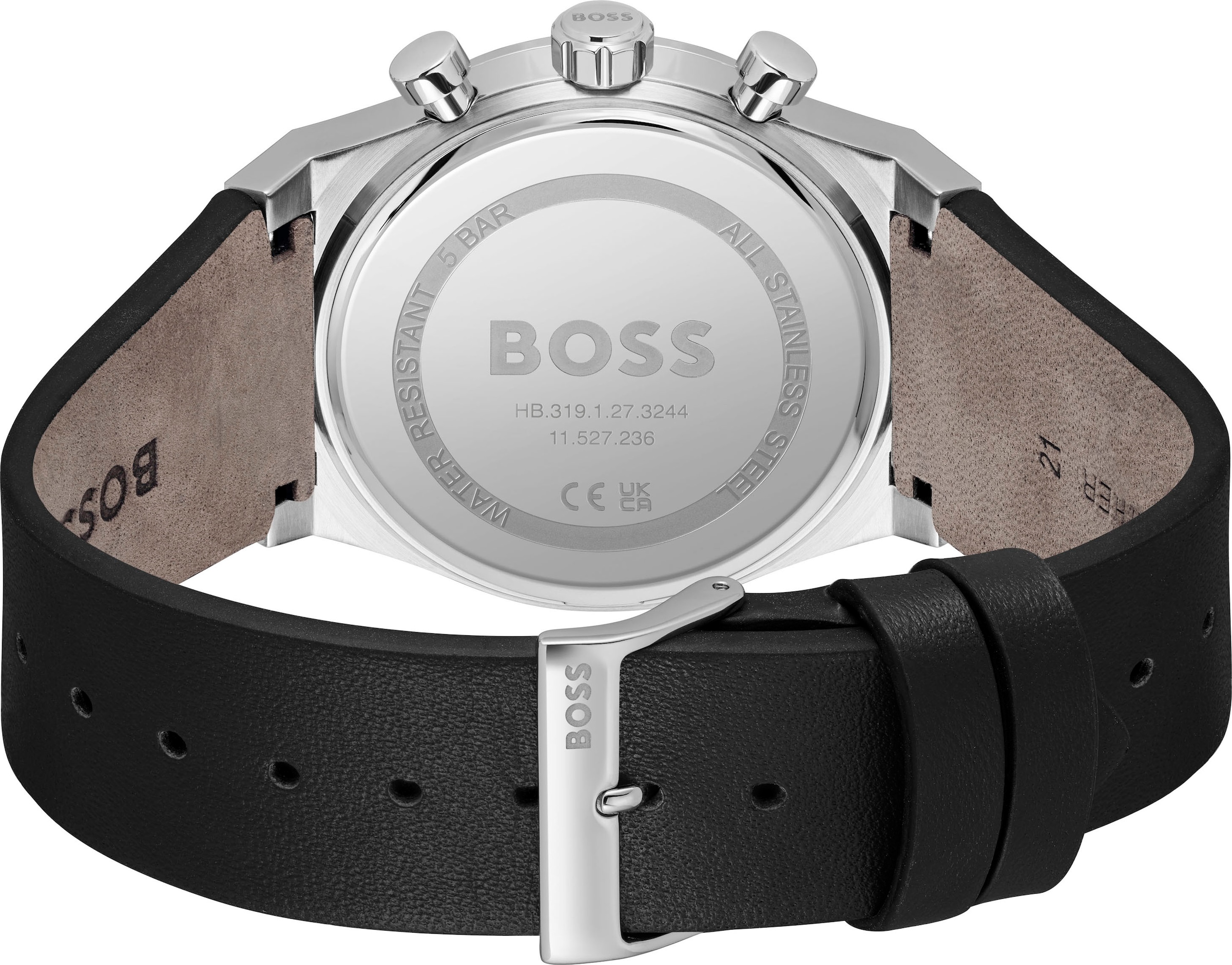 BOSS Chronograph »CANDOR CHRONO«, Quarzuhr, Armbanduhr, Herrenuhr, Lederarmband, analog, Tag