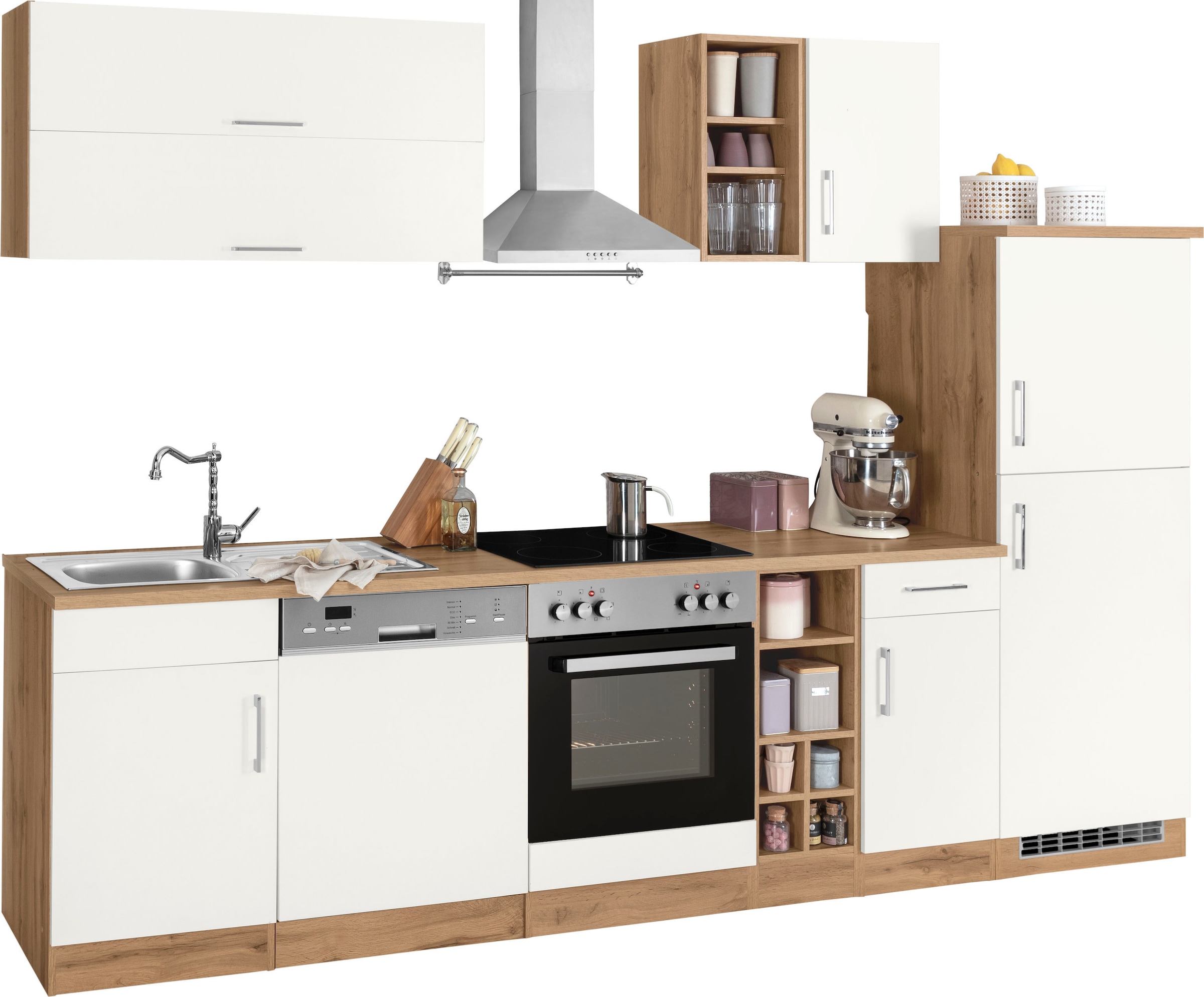 KOCHSTATION Küchenzeile »KS-Colmar«, mit E-Geräten, Breite 300 cm