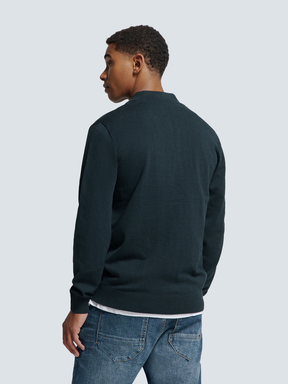 NO EXCESS Rundhalspullover »No Excess Zweifarbige Strickjacke von Timeless Basics«