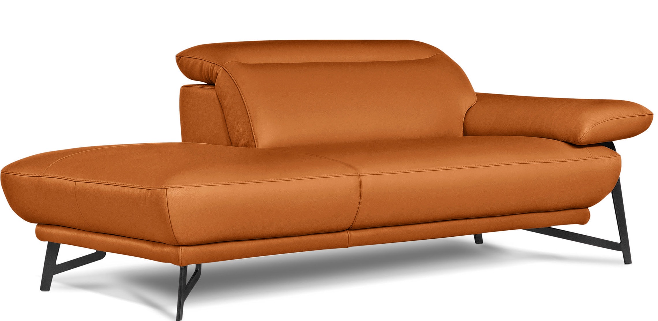 Egoitaliano Sofa »Anais, Design mit hohem Sitzkomfort, Fußfarbe schattengrau«, Set, Kopfteil verstellbar, Leder BULL, orange