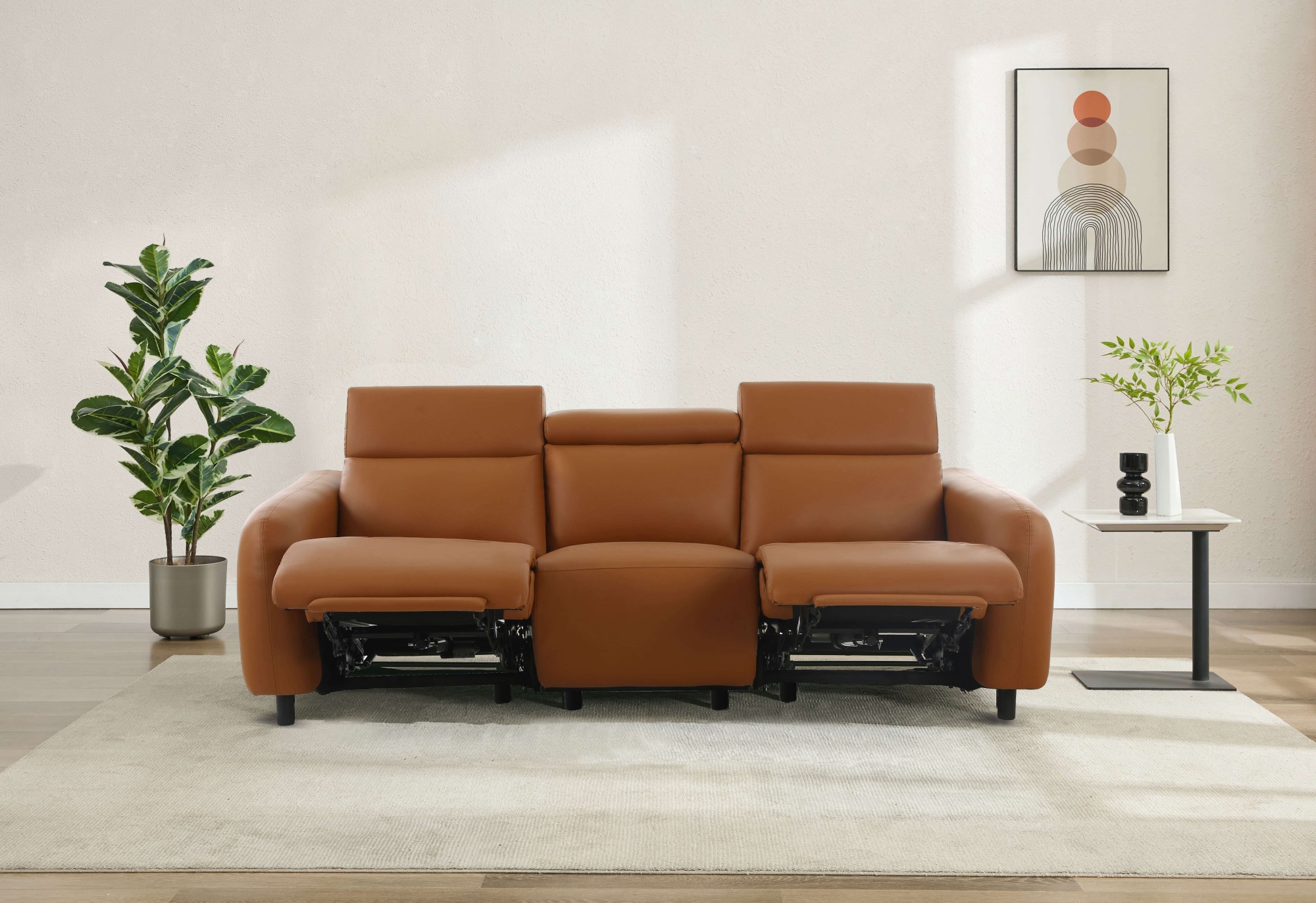 Home affaire 3-Sitzer »SKAANE Kunstleder, 229 cm, manuelle-u. elektrische Relaxfunktion«, Relax-Funktion in 2 Sitzen, Kopfteilverstellung, Federkernpolsterung