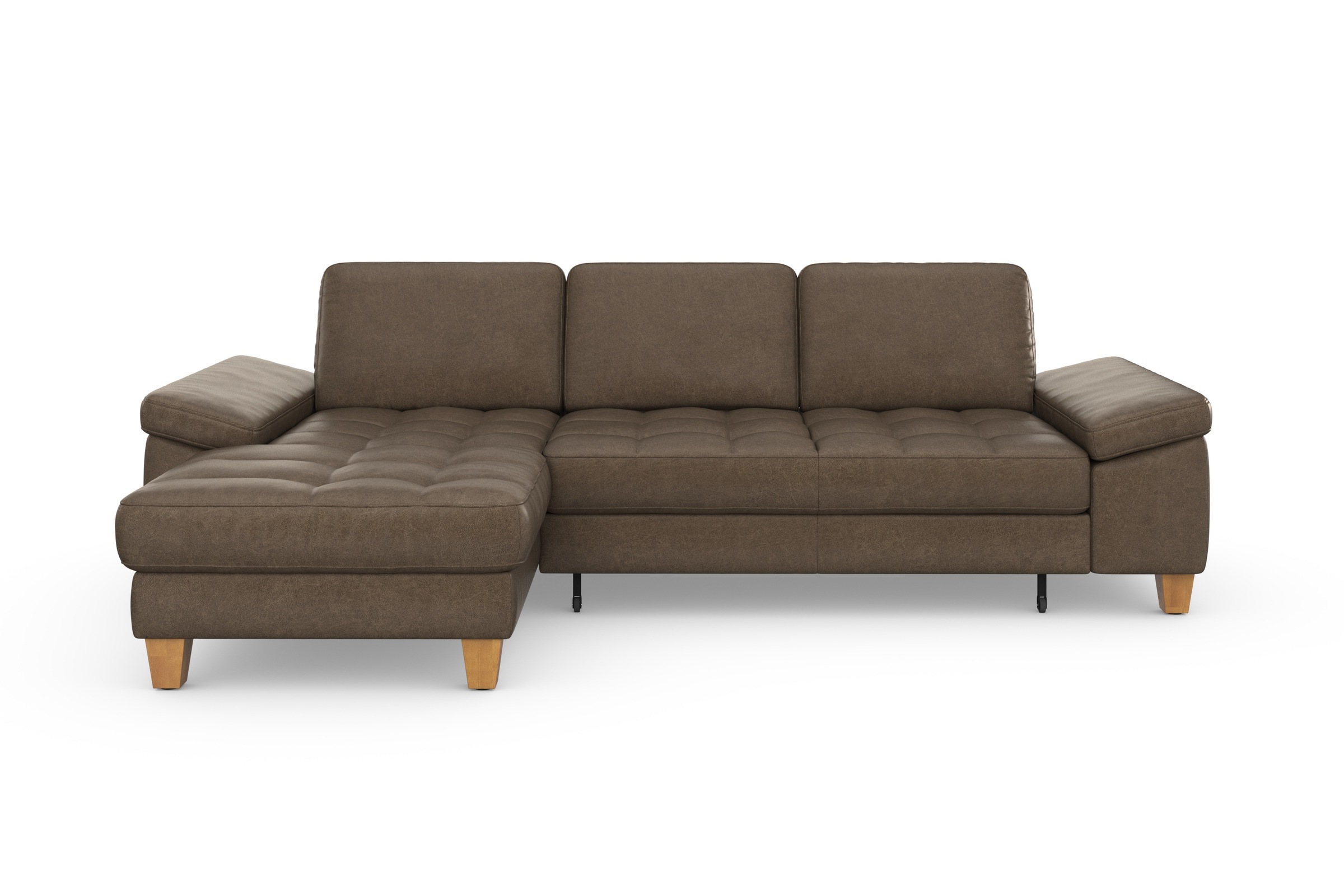 sit&more Ecksofa »Westham L-Form«, mit Recamiere, mit oder ohne Bettfunktion, Bettkasten, Füße Eiche