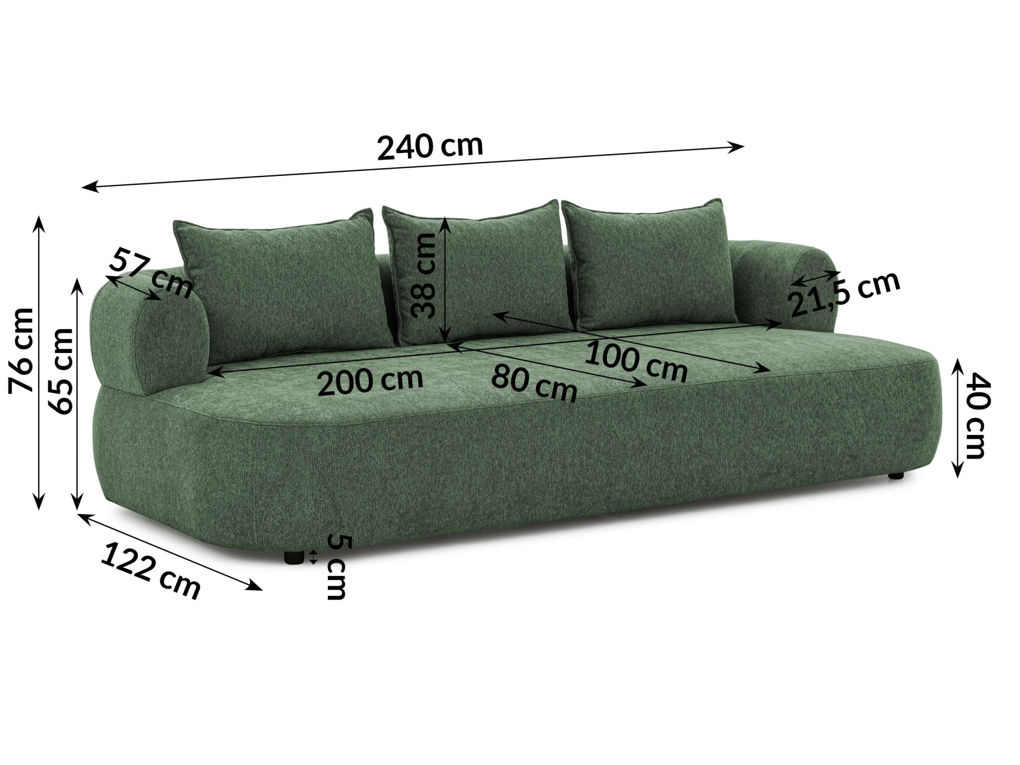 Home affaire Big-Sofa »LUSSAC 4-Sitzer Design-Sofa mit Zierkissen, Maße B/T/H: 242/123/78 cm«, hoher Sitzkomfort und modernes Design, Sofa ohne Bettfunktion