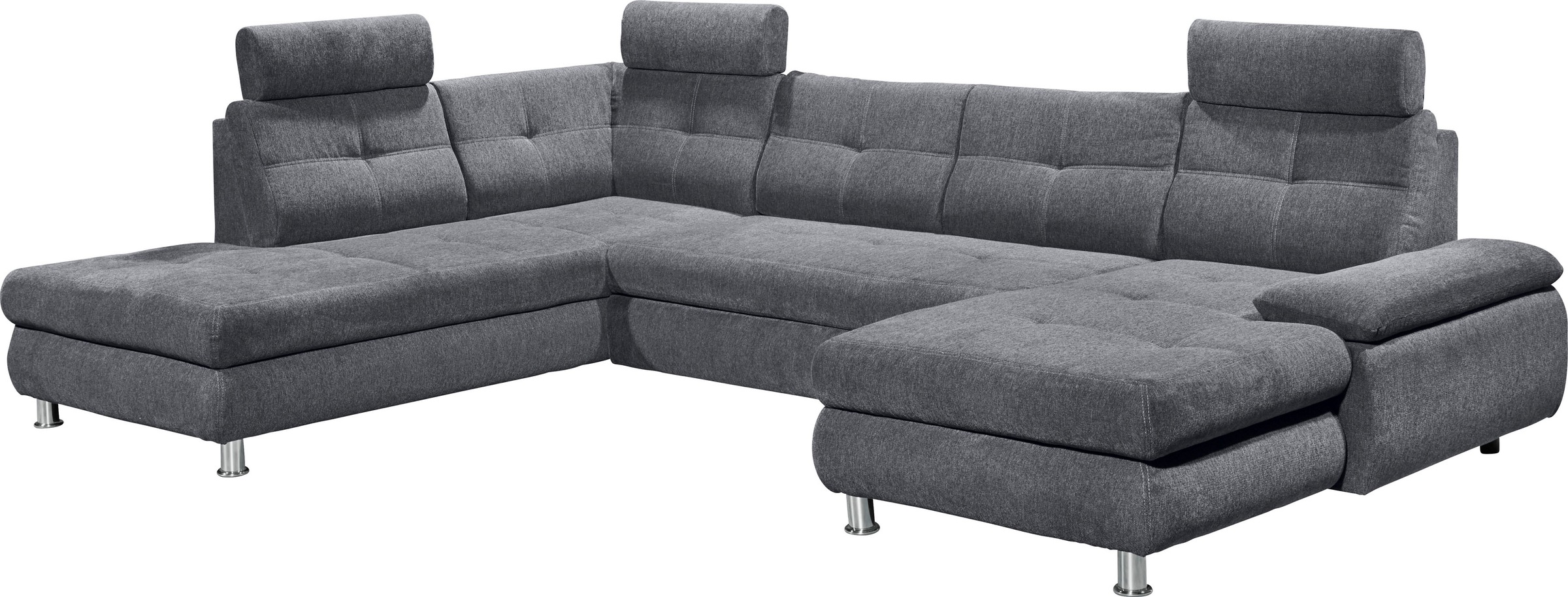 ED EXCITING DESIGN Wohnlandschaft »Alba U-Form«, mit Bettfunktion, Bettkasten, Armteilverstellung & Kopfstützen