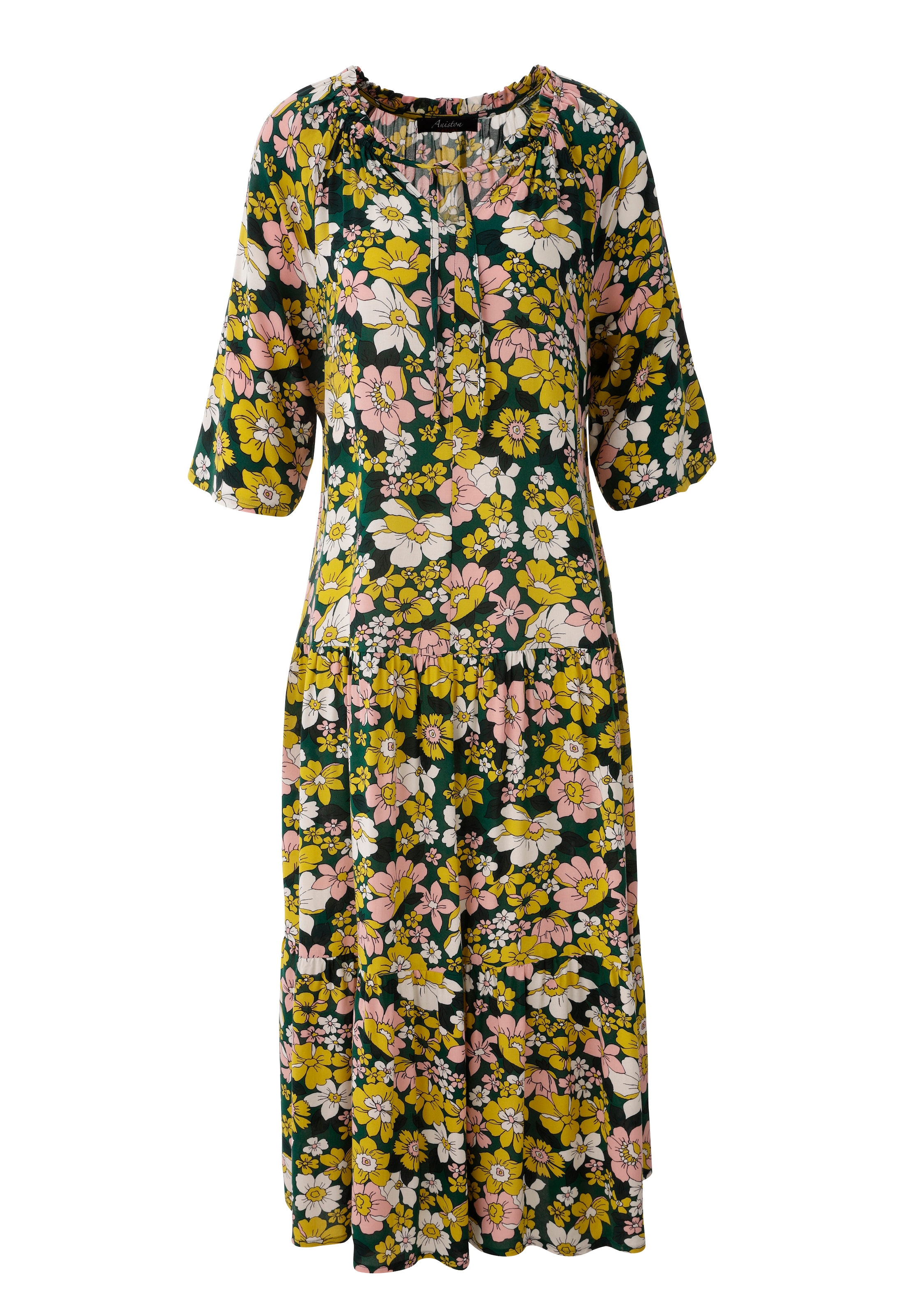 Aniston CASUAL Sommerkleid mit farbenfrohen Blütendruck - jedes Teil ein Unikat