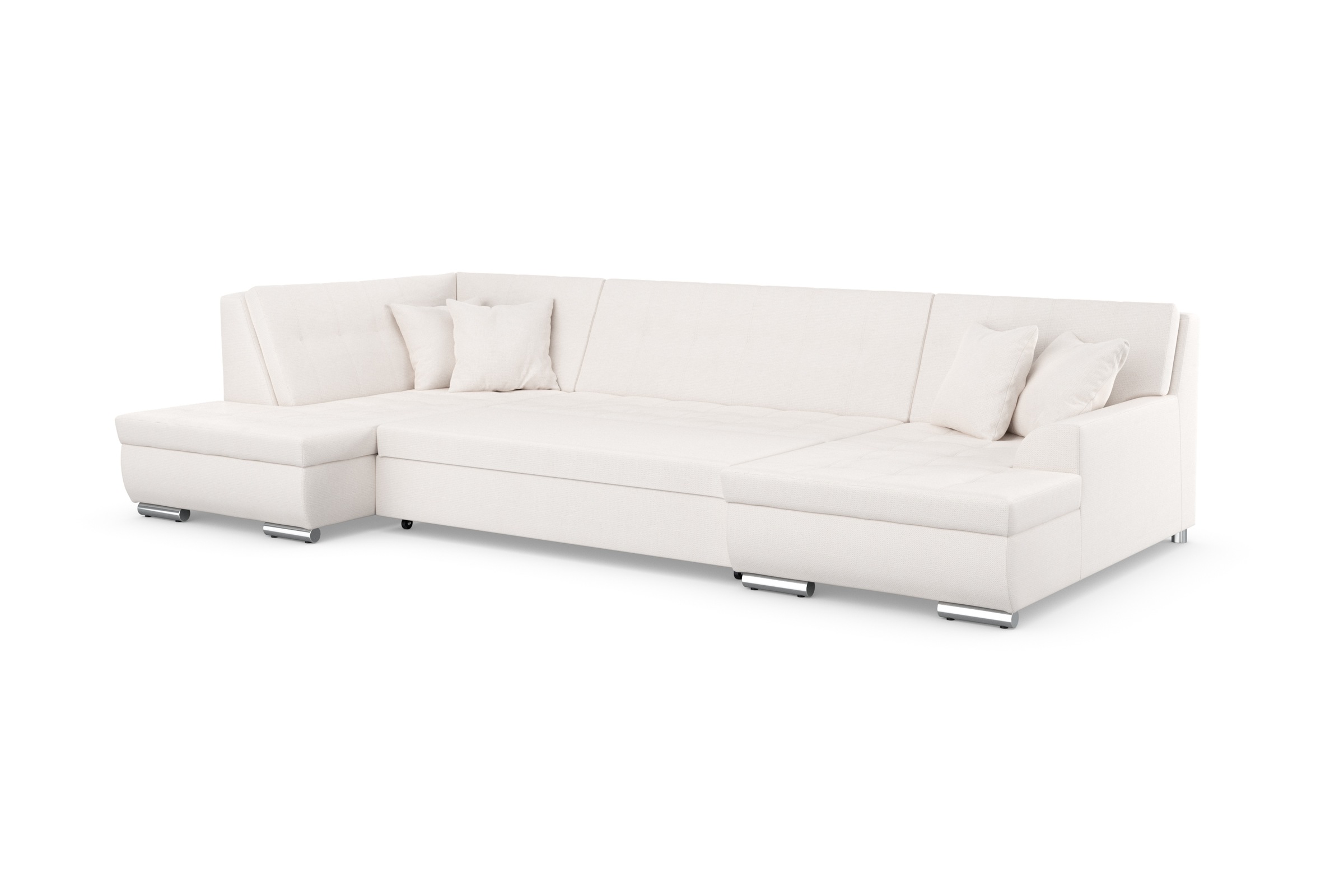 DOMO collection Wohnlandschaft »Treviso incl. Zierkissen, moderne Steppung, XXL: B/T/H: 364/201/83 cm«, wahlweise mit Bettfunktion, in vielen Bezugsarten auch in Cord U-Form
