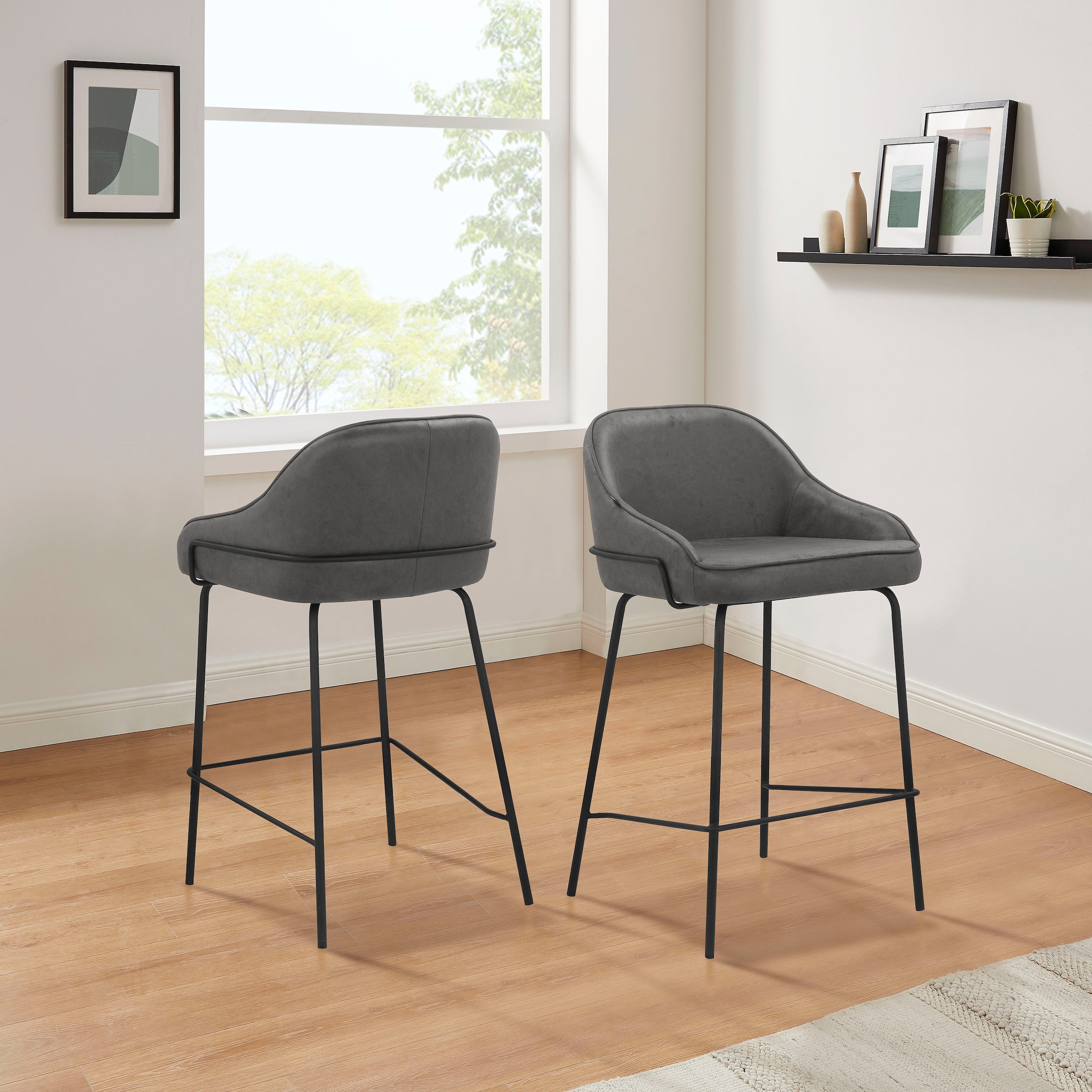 Leonique 4-Fußstuhl »Puant«, 2 St., Luxus-Microfaser, mit Stoff aus Polyester/recyceltem Polyester, Sitzhöhe 65 cm