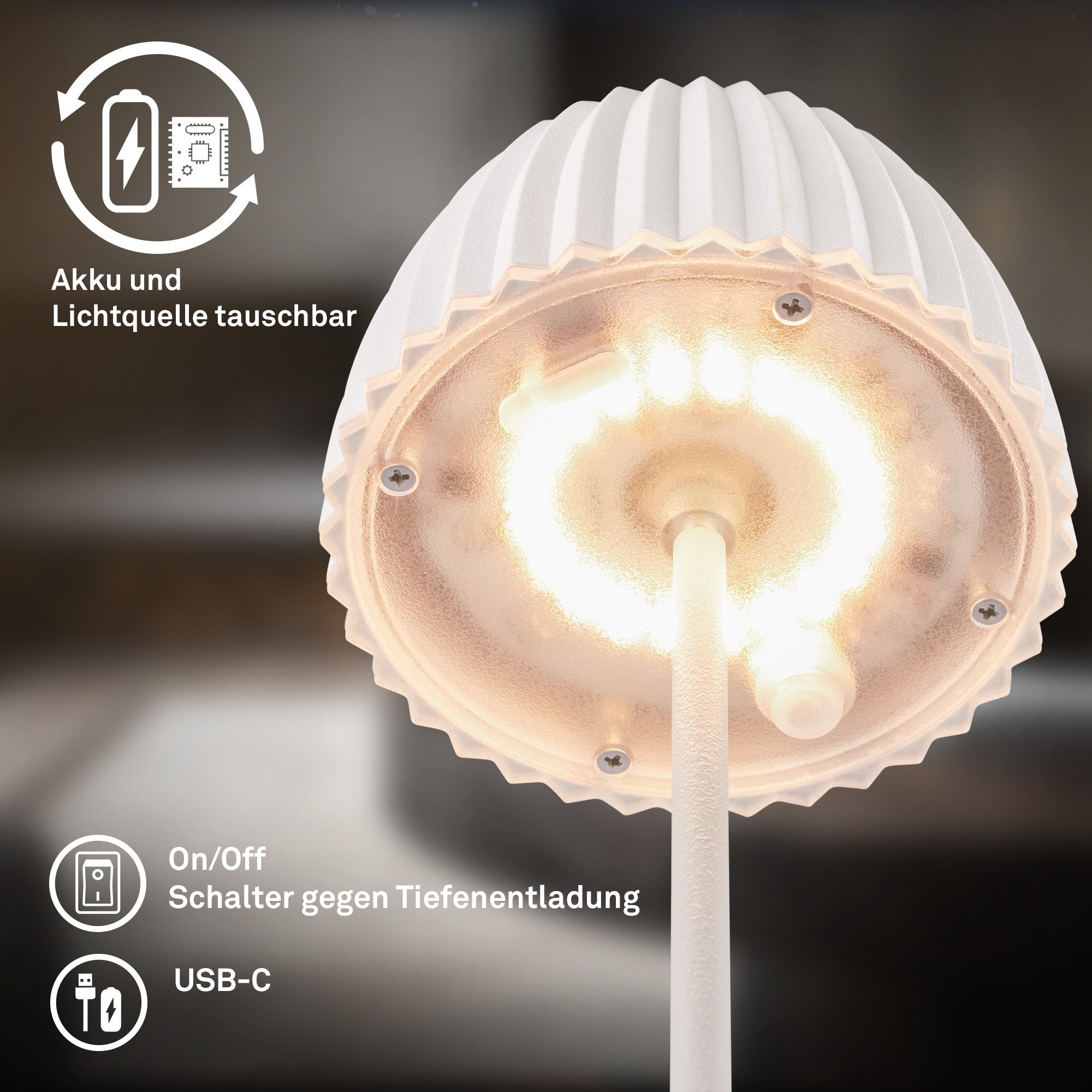 Briloner Leuchten LED Tischleuchte »Akku LED Tischleuchte, mini, weiß«