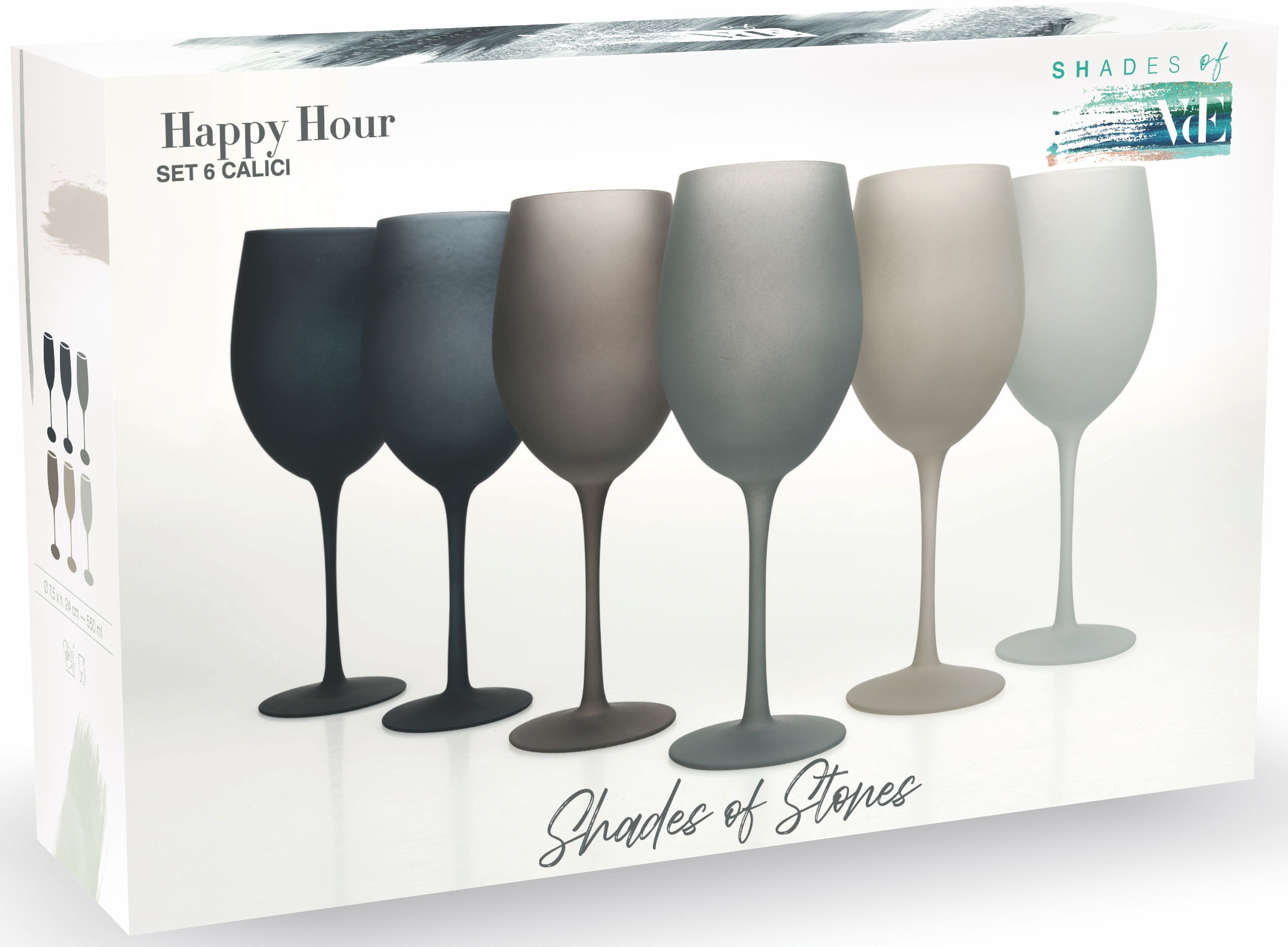Villa d'Este Weinglas »Happy Hour Stones«, (Set, 6 tlg.), Gläser-Set, 6-teilig, Inhalt 550 ml