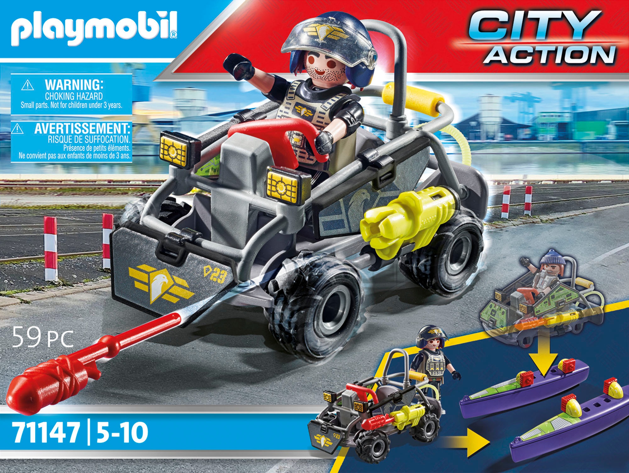 Playmobil® Konstruktions-Spielset »SWAT-Multi-Terrain-Quad (71147), City Action«, (59 St.), Made in Europe