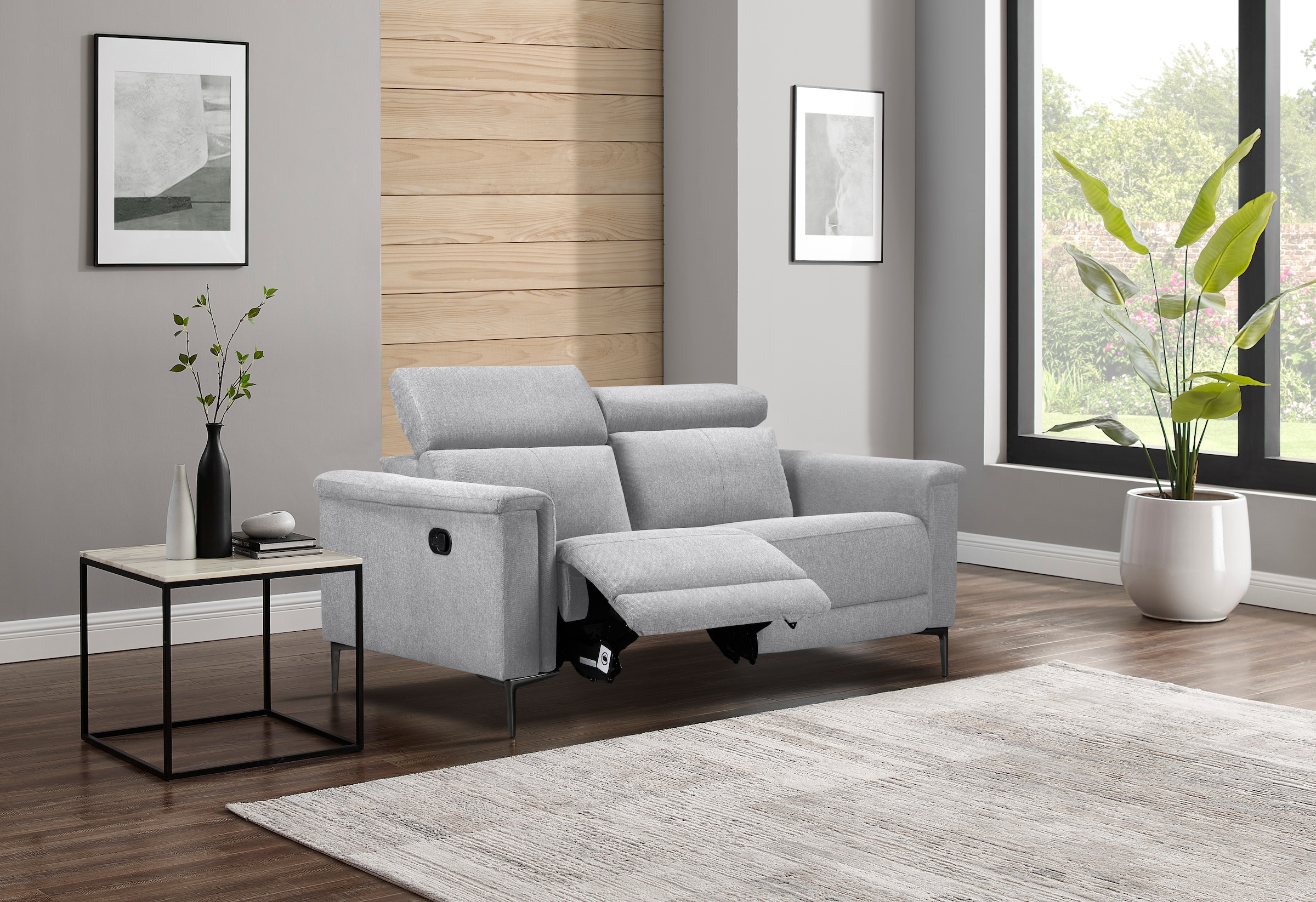 OTTO home 2-Sitzer »Lund, mit Relaxfunktion und Kopfteilverstellung« manuell od. elektrisch (m.USB-C), Echtleder, Kunstleder, Webstoff