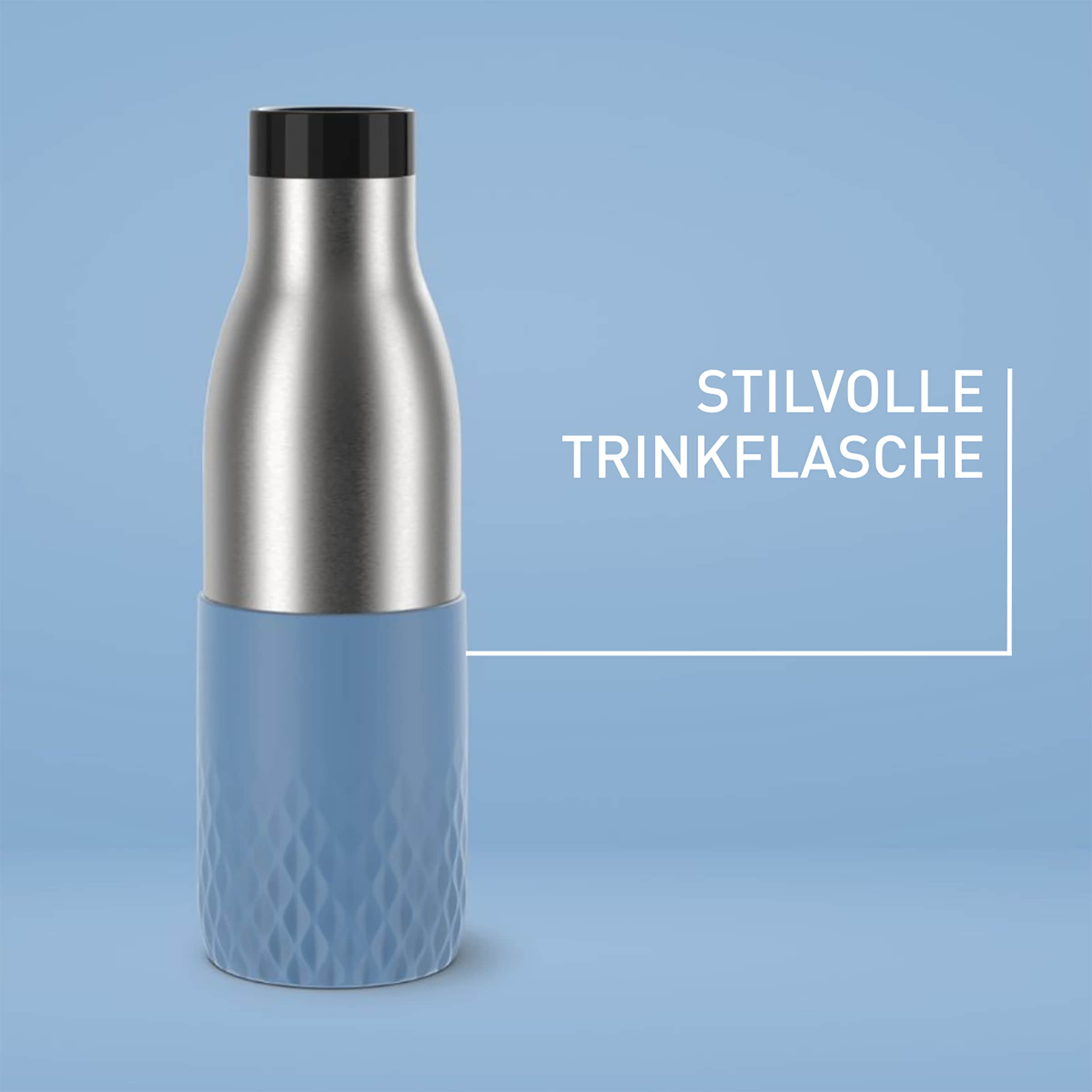 Emsa Trinkflasche »Bludrop Sleeve«, nachhaltig, Silikon-Manschette, 12h heiß, 24h kalt, 360° Trinkgenuss
