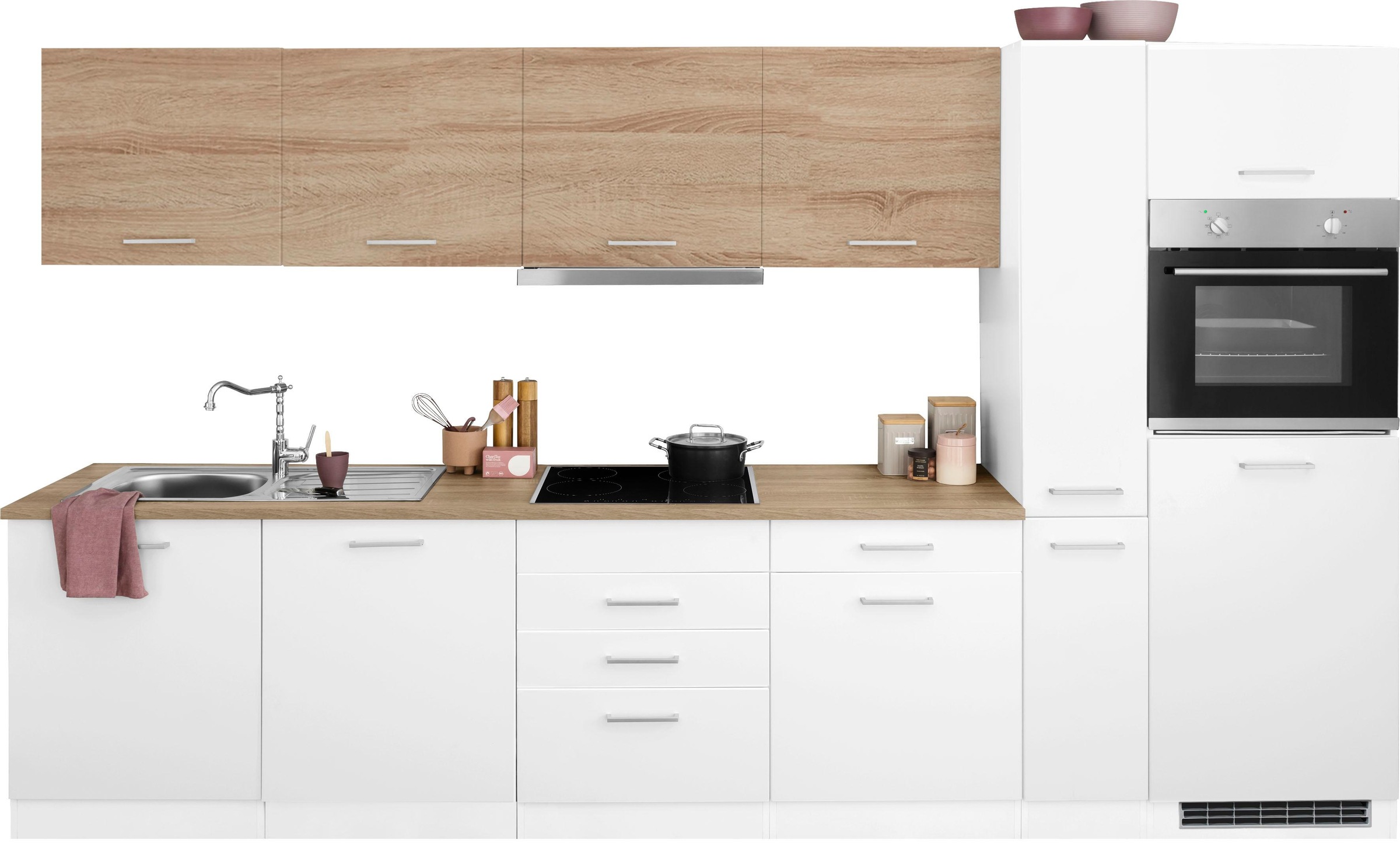 KOCHSTATION Küchenzeile »KS-Visby«, mit E-Geräten, Breite 330 cm inkl. Kühl günstig online kaufen