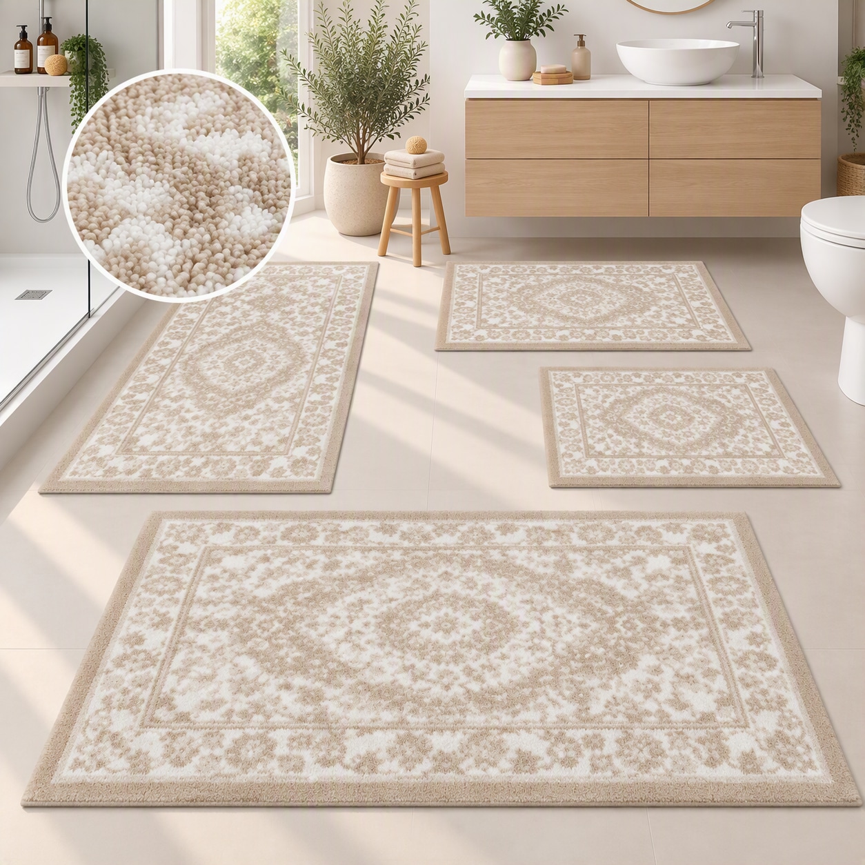 OTTO home Badematte »Oriental, Badvorleger, Badezimmer Teppich, Duschvorleger« Höhe 18 mm rutschhemmend beschichtet schnell trocknend Badteppich, Orient-Optik