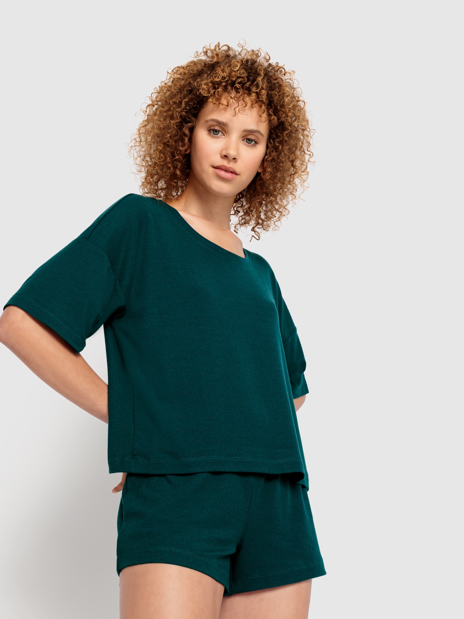 LSCN by LASCANA Shorty, (2 tlg.), aus schönem Ripp-Material online bei | Pyjama-Sets