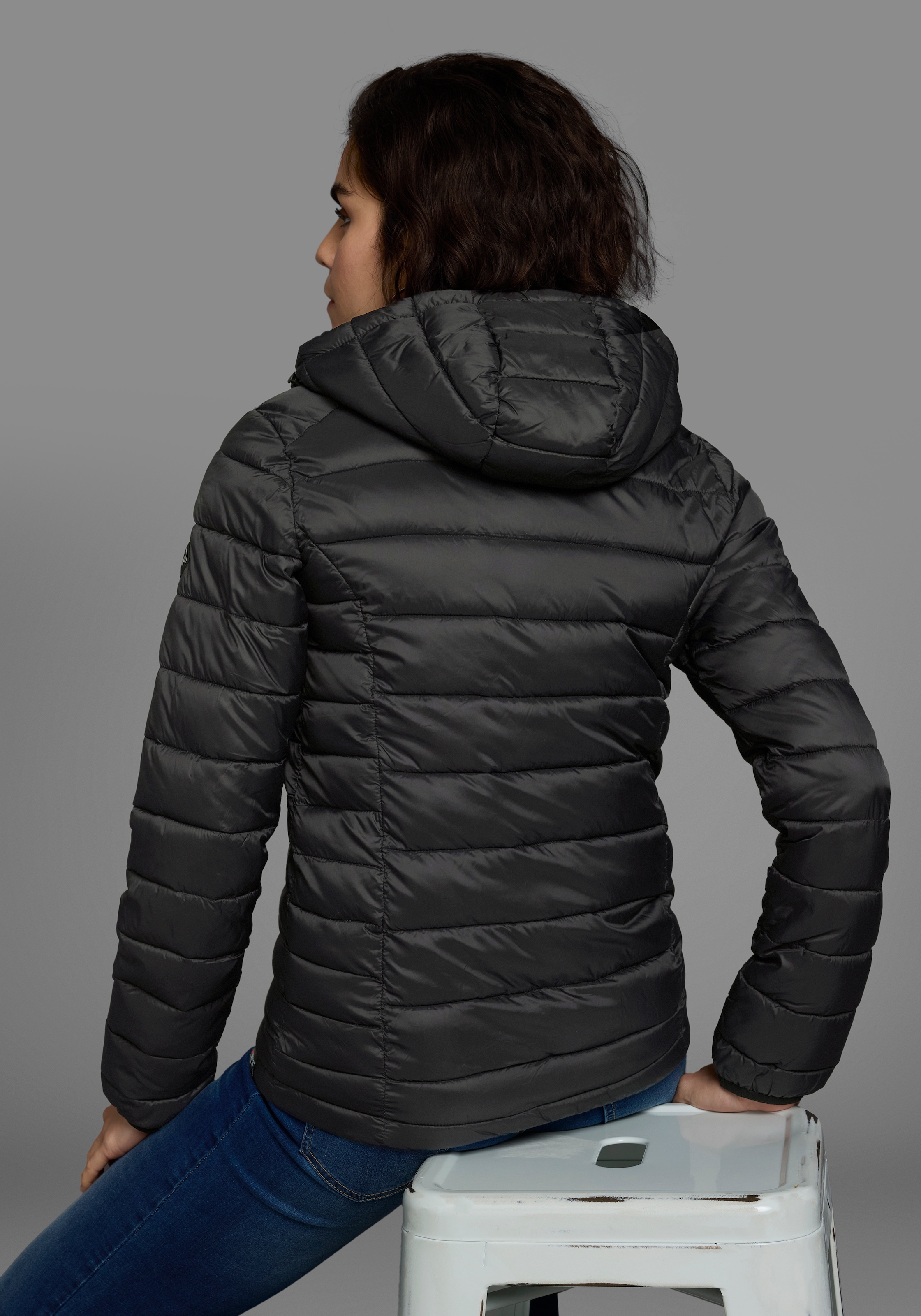 Polarino Steppjacke mit Kapuze Übergangsjacke für kühle Tage,  aus leichtem Webmaterial