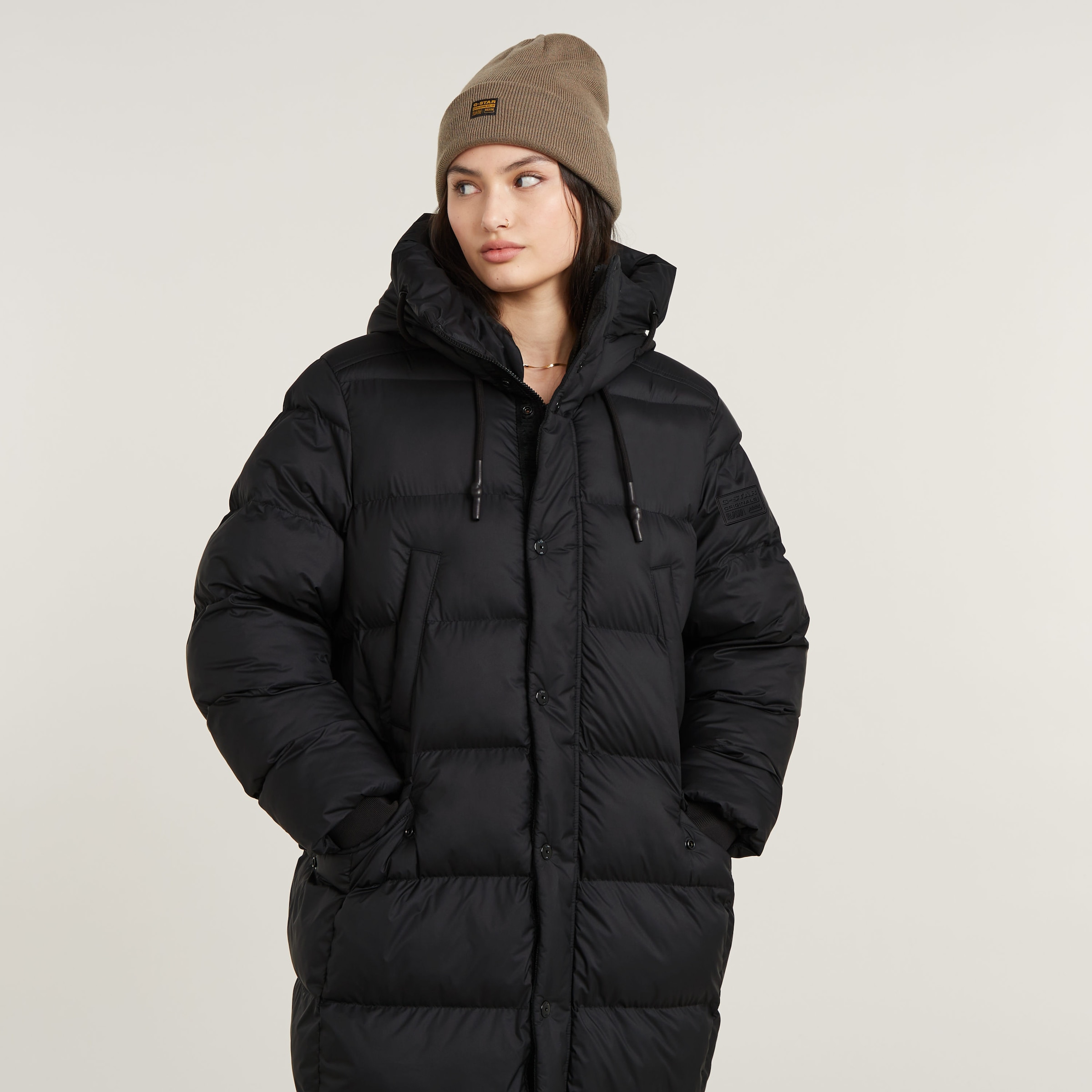 G-STAR Steppjacke »Whistler Long Puffer«, mit Kapuze, mit zusätzlichem Kordelzug innen