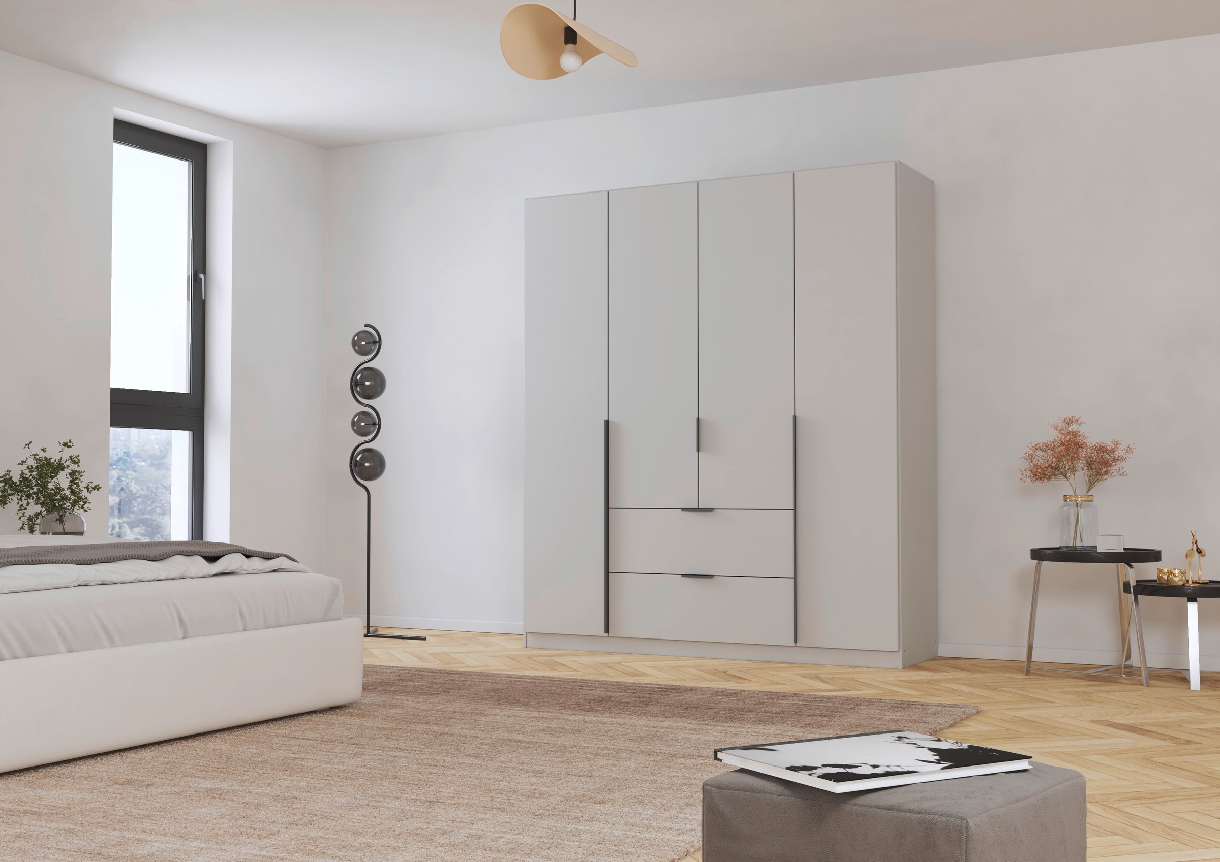 rauch Drehtürenschrank »Kleiderschrank Schrank Garderobe AGORDO mit Dekor- oder Hochglanzfront«, (in zwei Griff-Farben, Breiten 91-360 cm), mit Außenschubkästen, in 7 Breiten und 2 Höhen MADE IN GERMANY