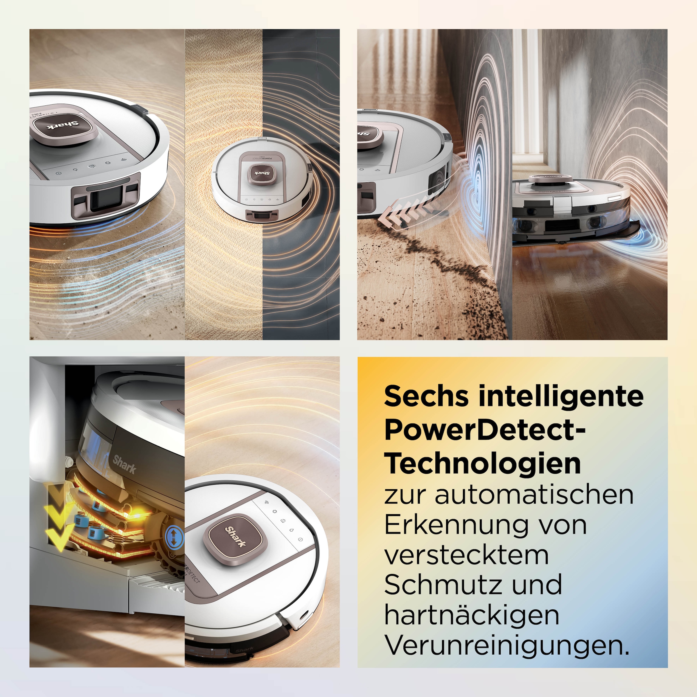 Shark Saugroboter »Shark ThermaCharged PowerDetect Nass- und Trocken-Saugroboter - weiß« beheizte Basisstation verwendet 85°C heißes Wasser und 80°C warme Luft