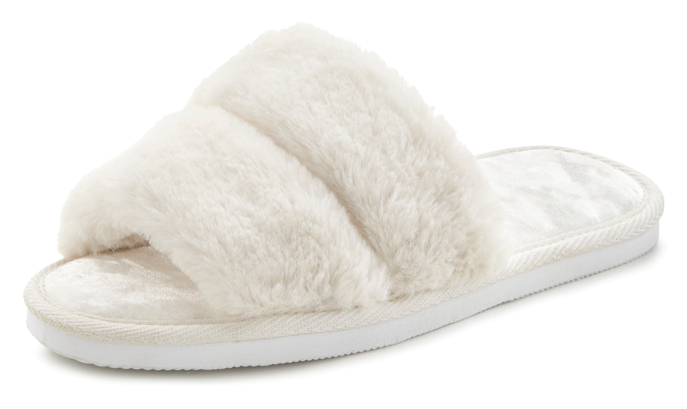 Vivance Pantolette »Hausschuh, Plüsch Hausschuhe, Mule, offener Schuh,«, VEGAN