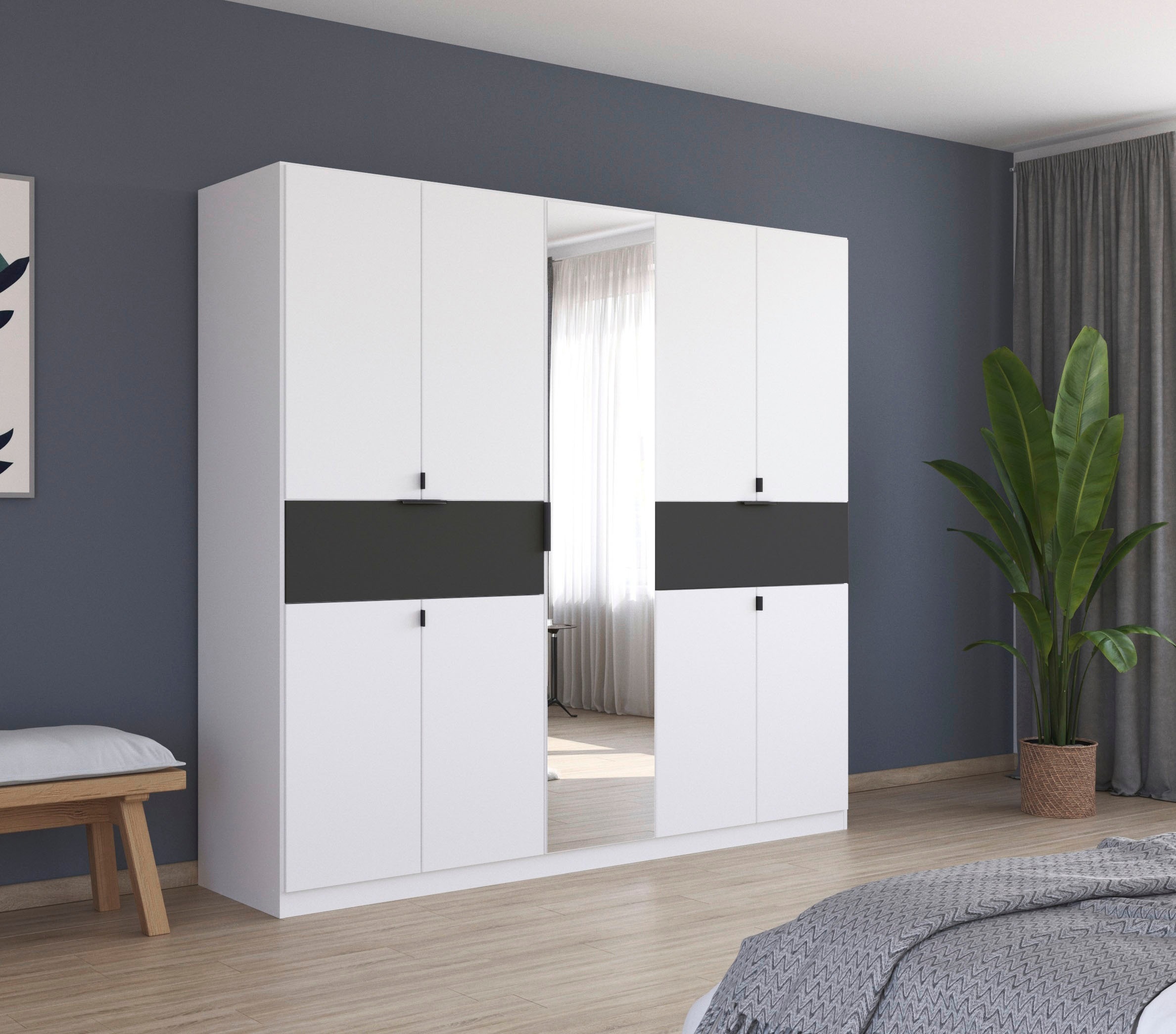 rauch Drehtürenschrank »Kleiderschrank Schrank Garderobe Wäscheschrank TICAO«, (Schubladen in der Höhe variabel positionierbar), mit 2 geräumigen Schubladen, viel Stauraum MADE IN GERMANY