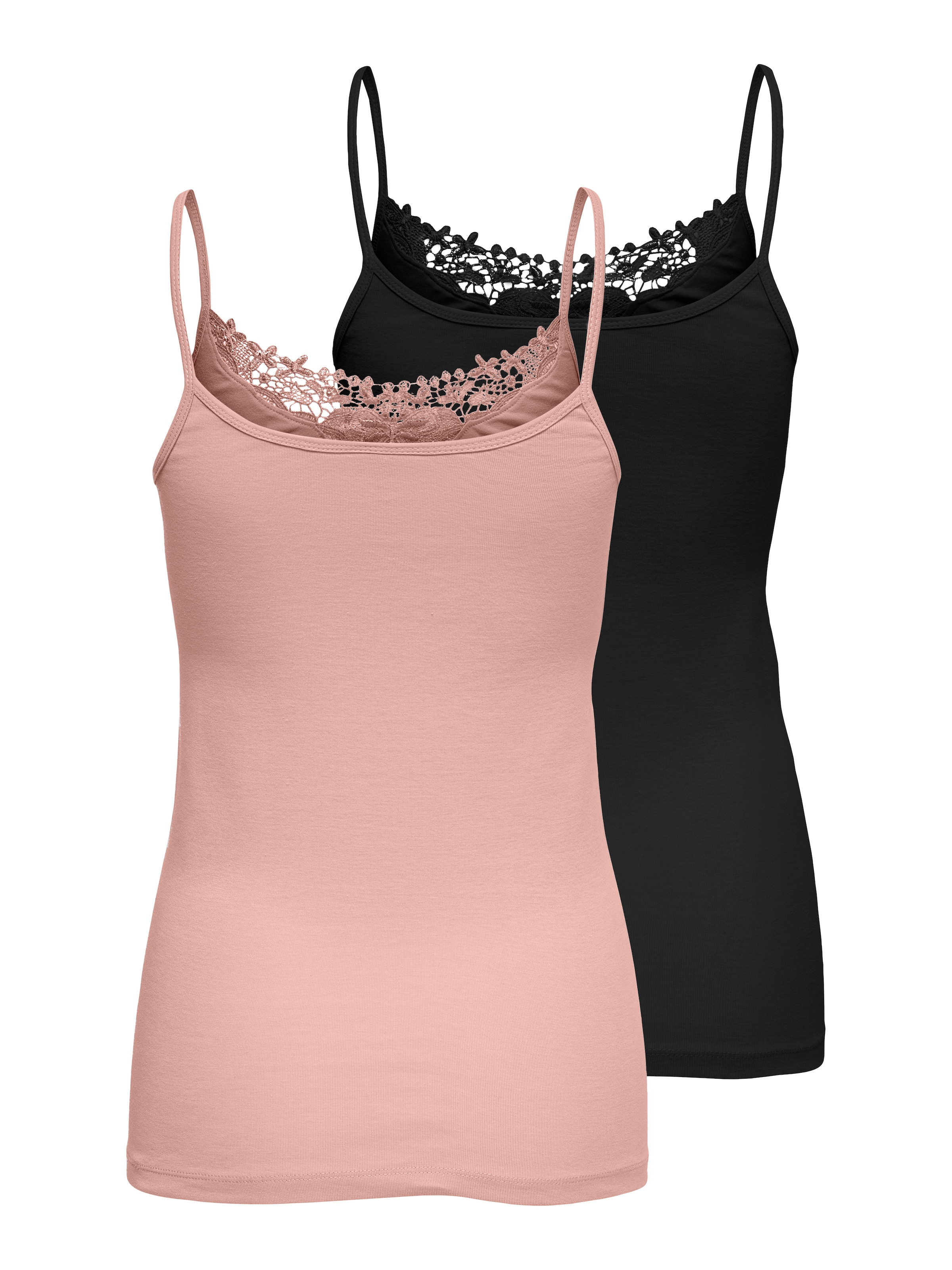 ONLY Spitzentop »ONLKIRA – Doppelpack mit Spitzendetail für feminine Looks« 2er-Pack,  figurbetont, modisch, Jersey, Baumwolle, V-Ausschnitt