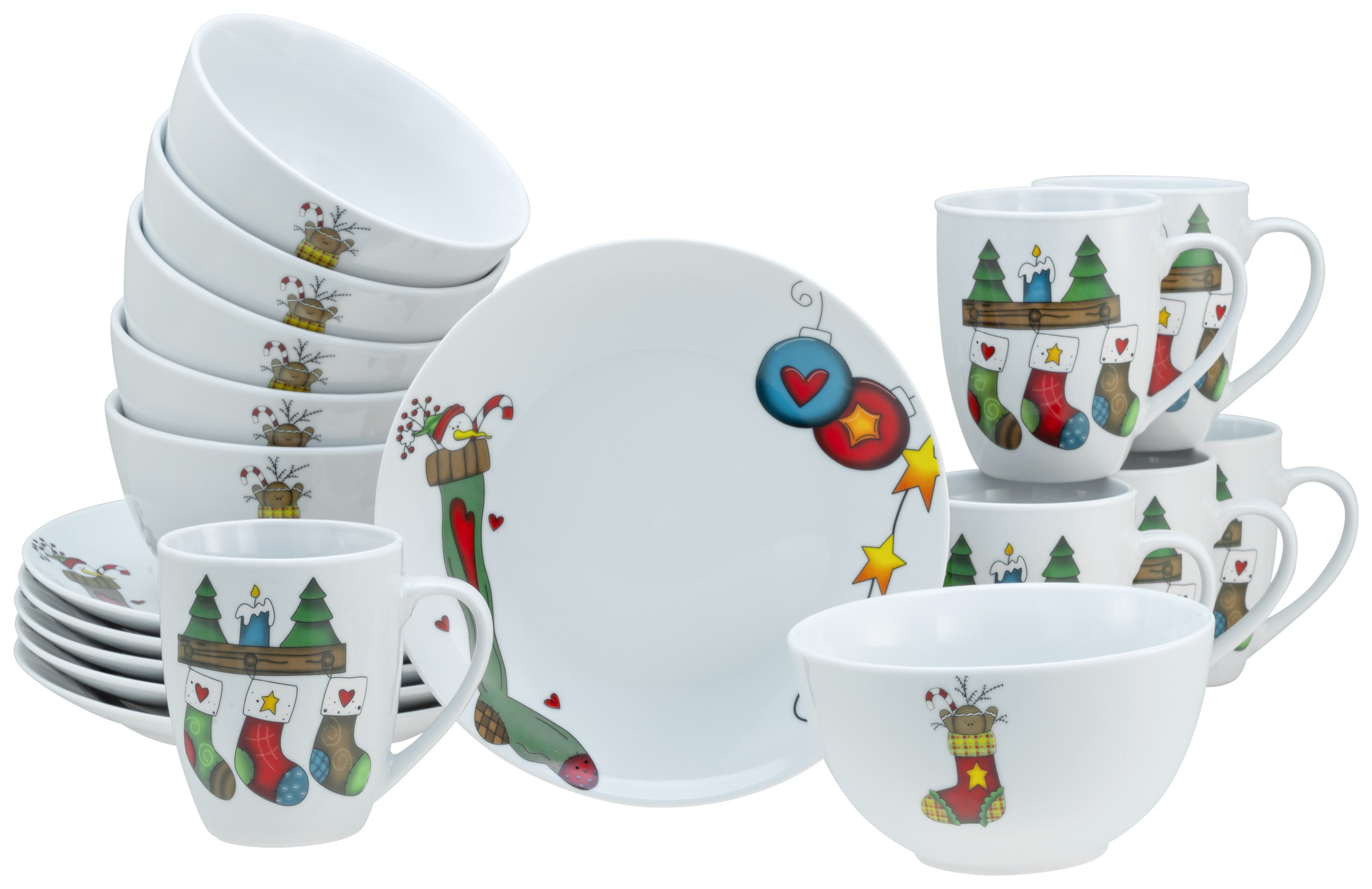 CreaTable Frühstücks-Geschirrset »Luna Socken, Frühstücksset 18-tlg« Winter günstig online kaufen