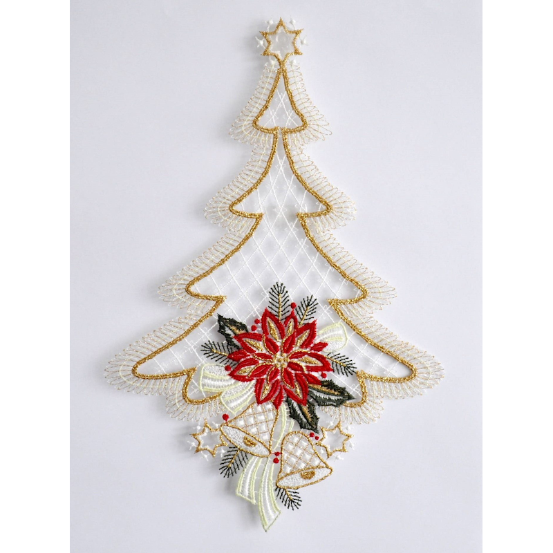 STICKEREIEN PLAUEN Fensterbild »Fensterbild Tannenbaum« Echte Plauener Spitze bunt B/L: 22 cm x 33 cm