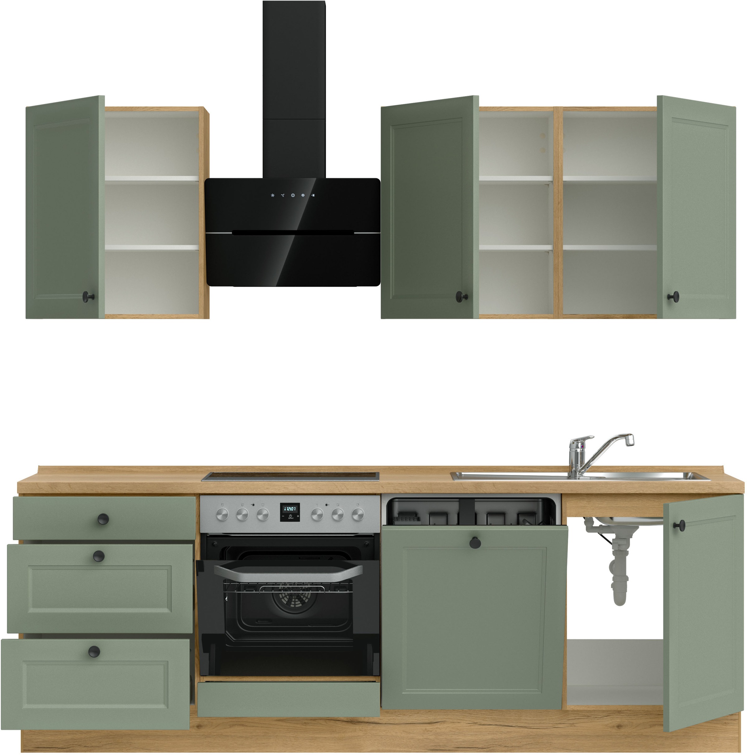 nobilia® Küchenzeile »"Cascada II"«, vormontiert, Breite 240 cm, Ausrichtung wählbar, wahlw. mit E-Geräten