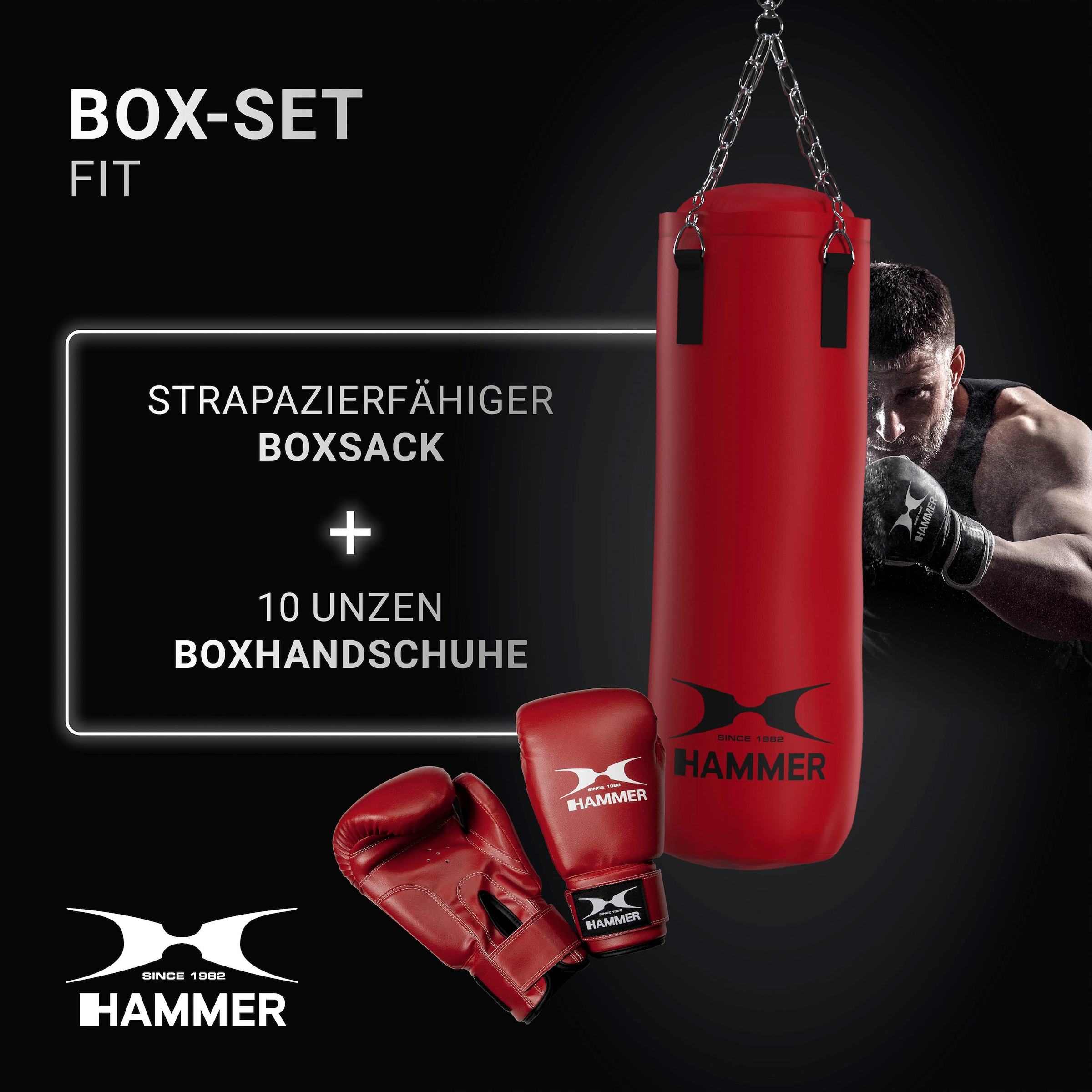 Hammer Boxsack »Fit«, (Set, mit Trainings-DVD-mit Boxhandschuhen) online kaufen QUELLE.de