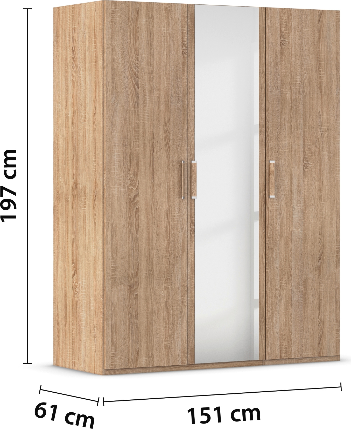 rauch Drehtürenschrank »Kleiderschrank Schrank Garderobe Schlafzimmerschrank EVELYN«, (in 2 Höhen 197 oder 210 cm erhältlich), in elegantem Stil, viel Stauraum 3 Breiten und 2 Höhen MADE IN GERMANY
