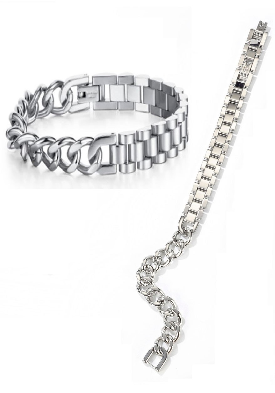 Firetti Edelstahlarmband »Schmuck Geschenk Armband Panzerkette kombiniert, verstellbar«