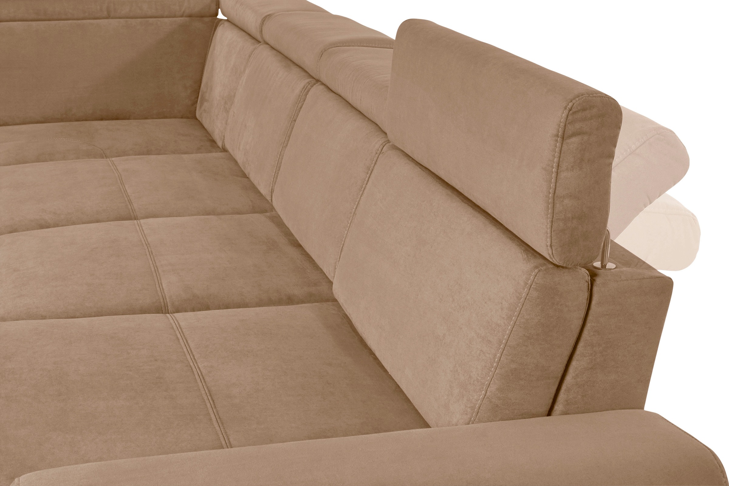 sit&more Wohnlandschaft »Gizeh U-Form«, 12 cm Fußhöhe, inklusive Sitztiefenverstellung und Kopfteilverstellung