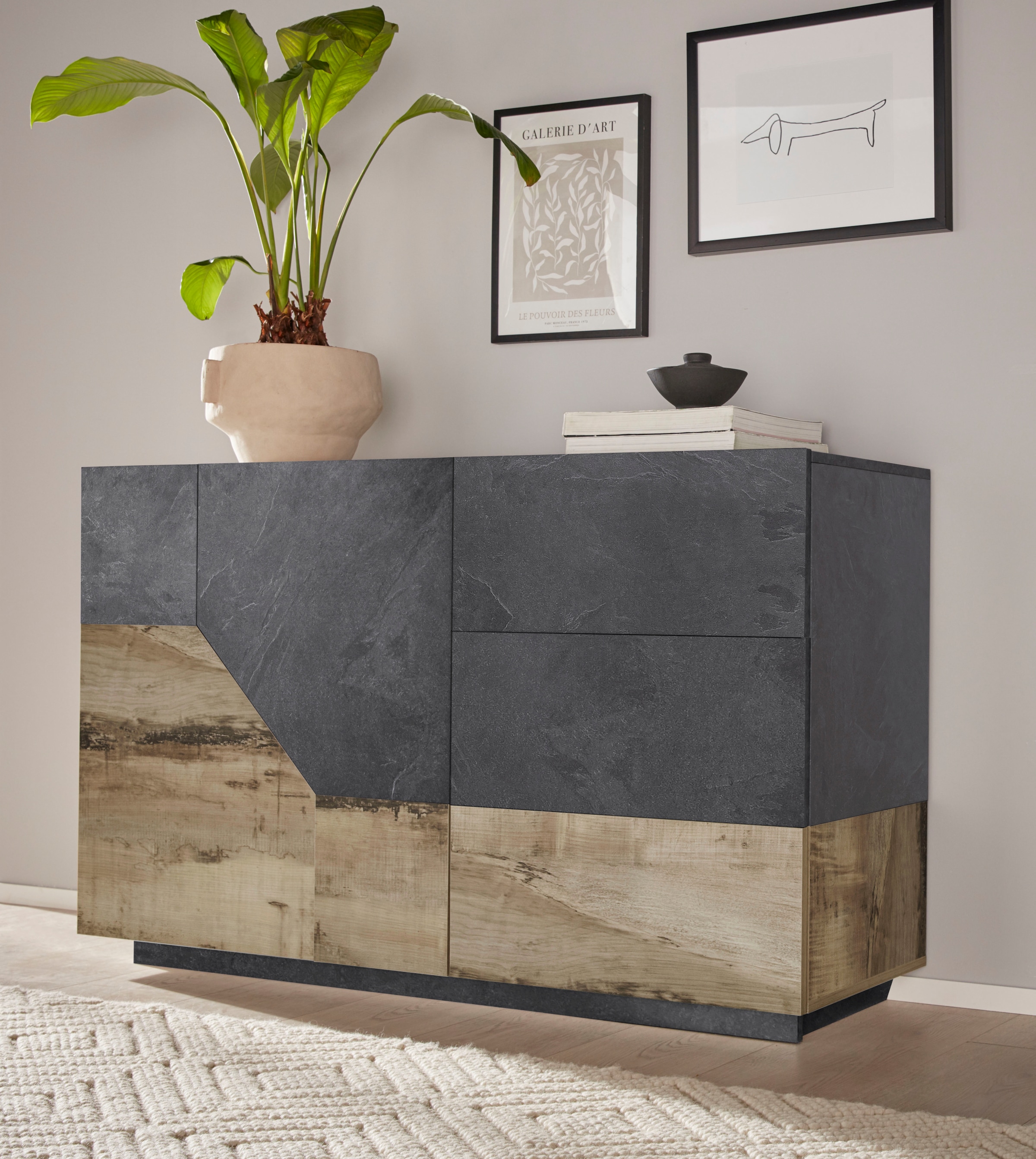 INOSIGN Sideboard »ALIEN-Kommode, Schrank, Anrichte mit 2 Türen und 3 Schubkästen«, Sideboard Breite ca. 140 cm "100 % Made in Italy"