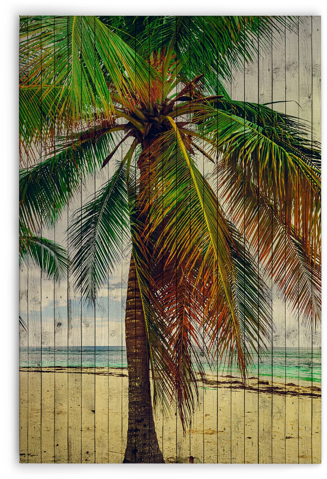 A.S. Création Leinwandbild »tahiti 3«, Kunst-Gemälde-Kinder, (1 St.), Keilrahmen Bild Strand Palme Leinwand-Bild Wohnzimmer modern Wandbild