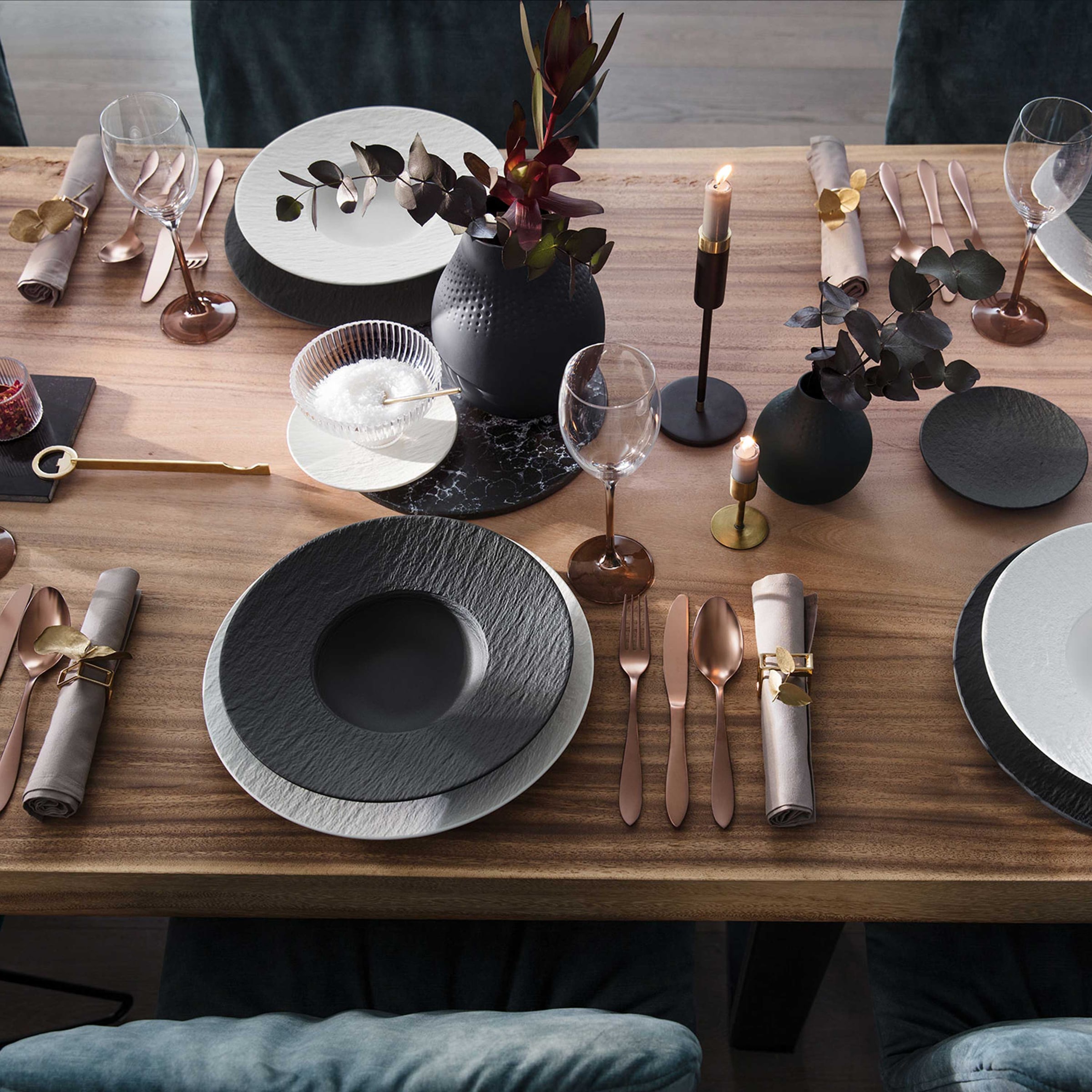 Villeroy & Boch Geschirr-Set »Manufacture Rock Pastaset« Durchgefärbtes Premium Porzellan